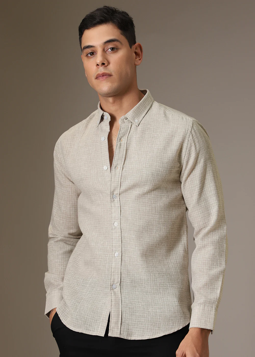 Beige Blended Linen Shirt - Image 3