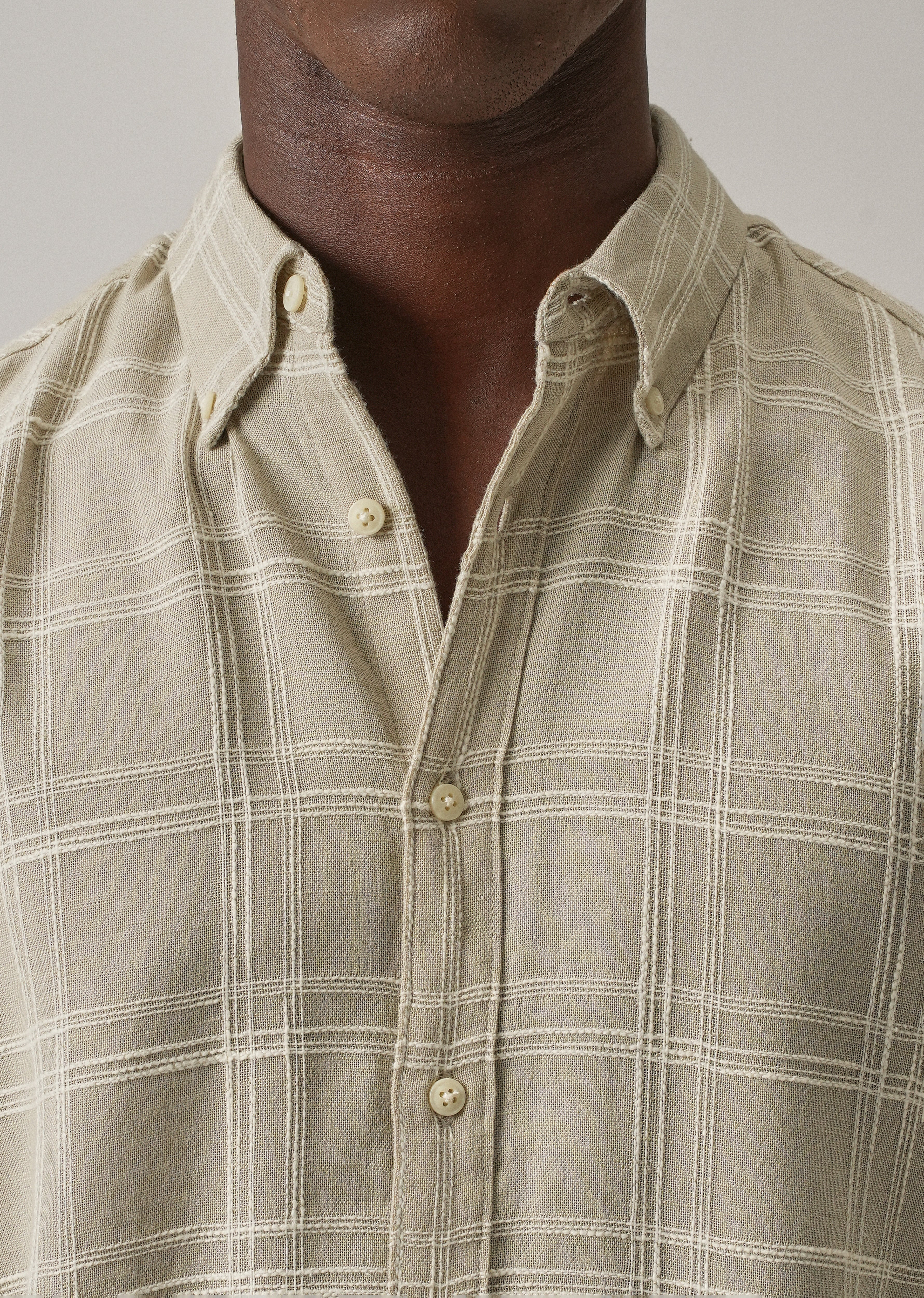 Beige Chenille Check Shirt - Image 5