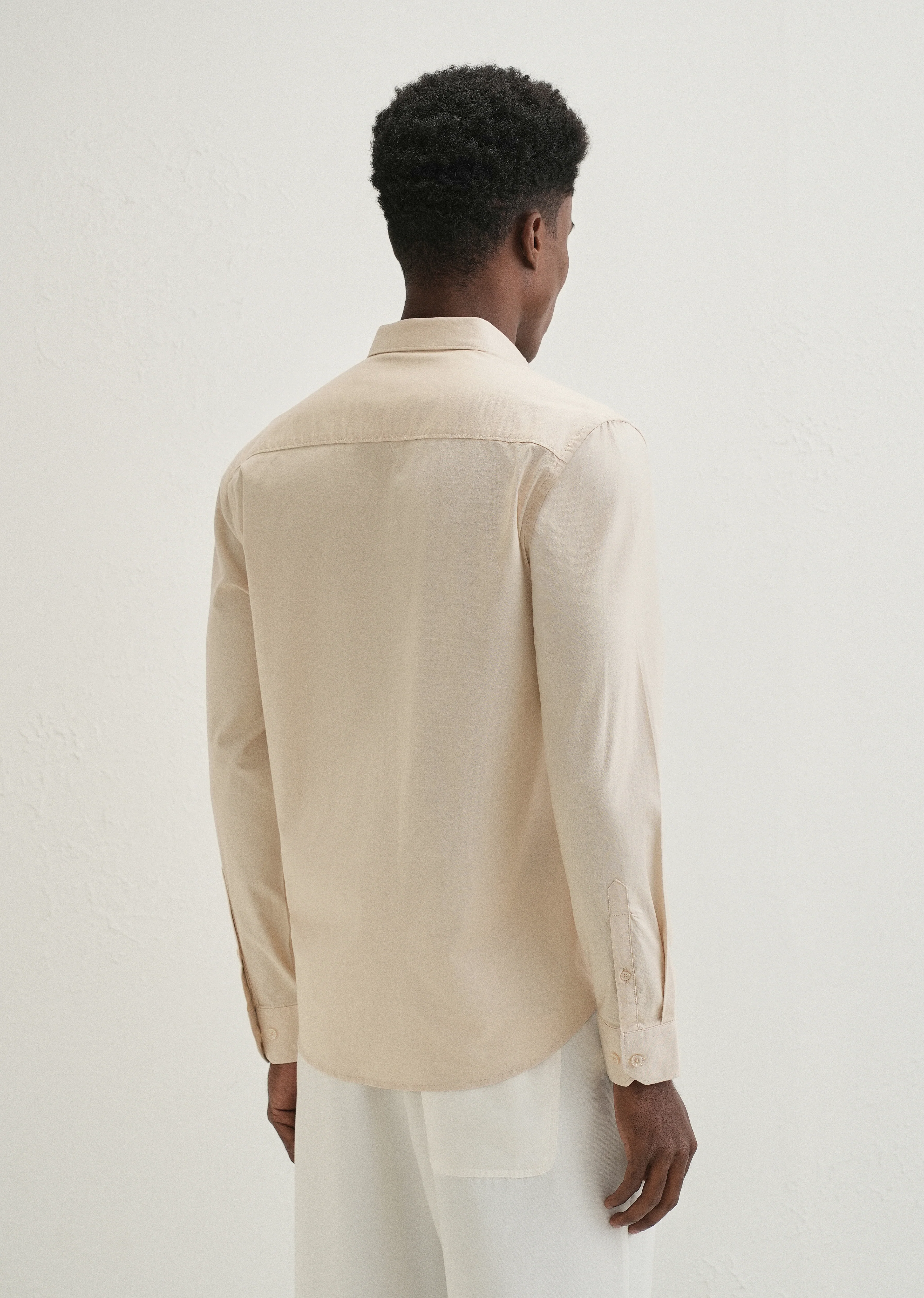 Beige Contrast Placket Shirt - Image 4