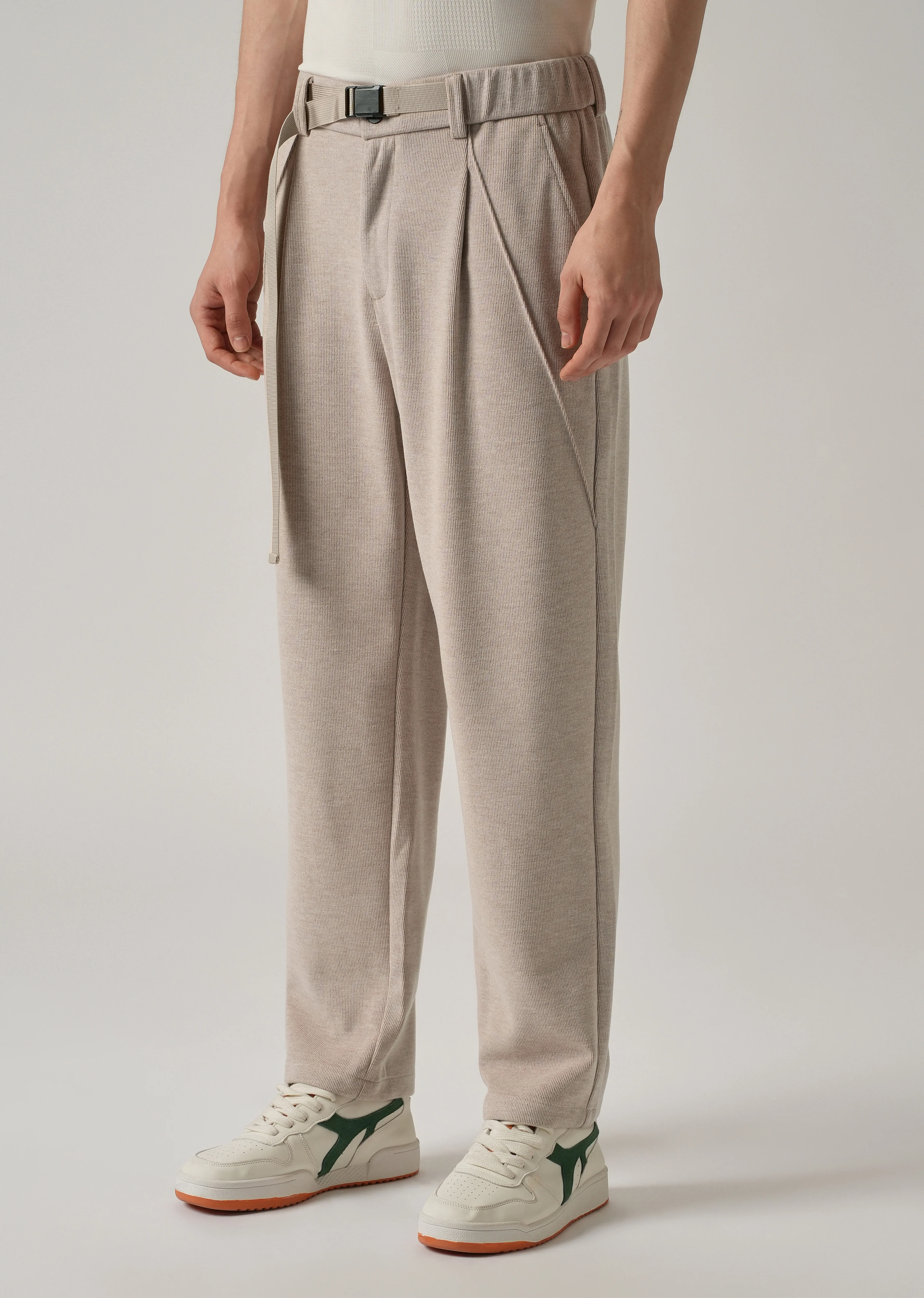 Beige Corduroy Relaxed Fit Pant - Image 4