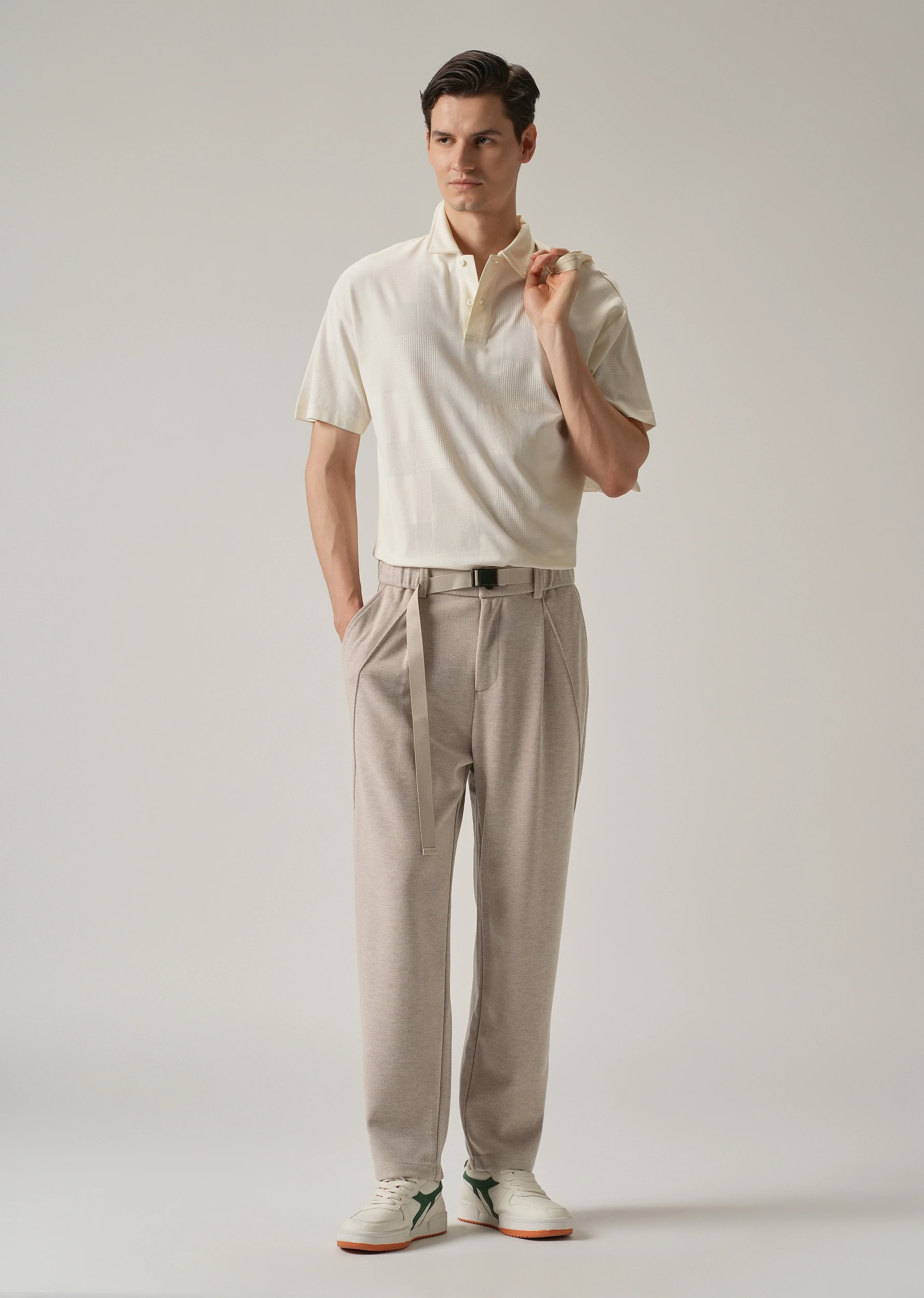 Beige Corduroy Relaxed Fit Pant - Image 6