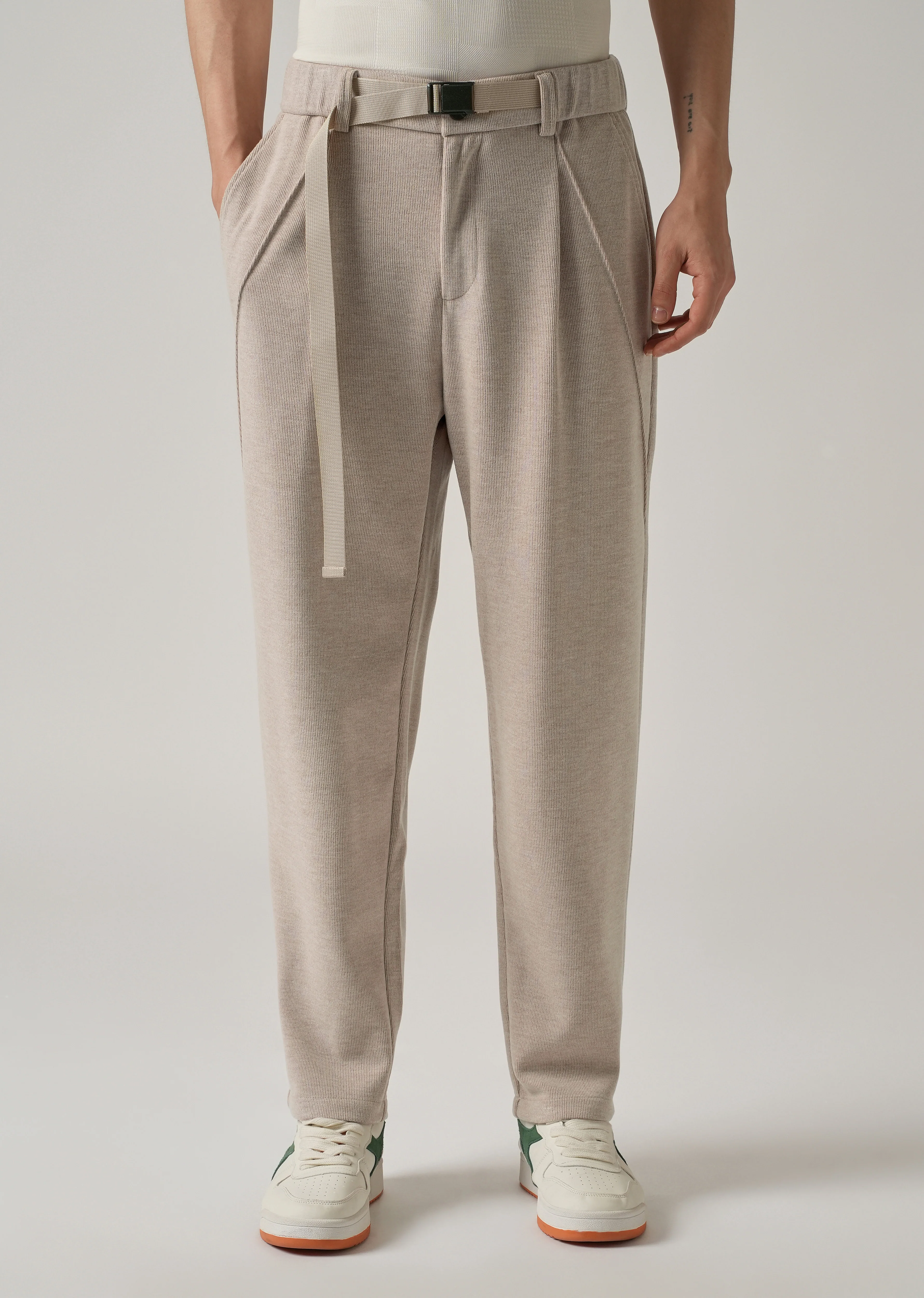 Beige Corduroy Relaxed Fit Pant - Image 7