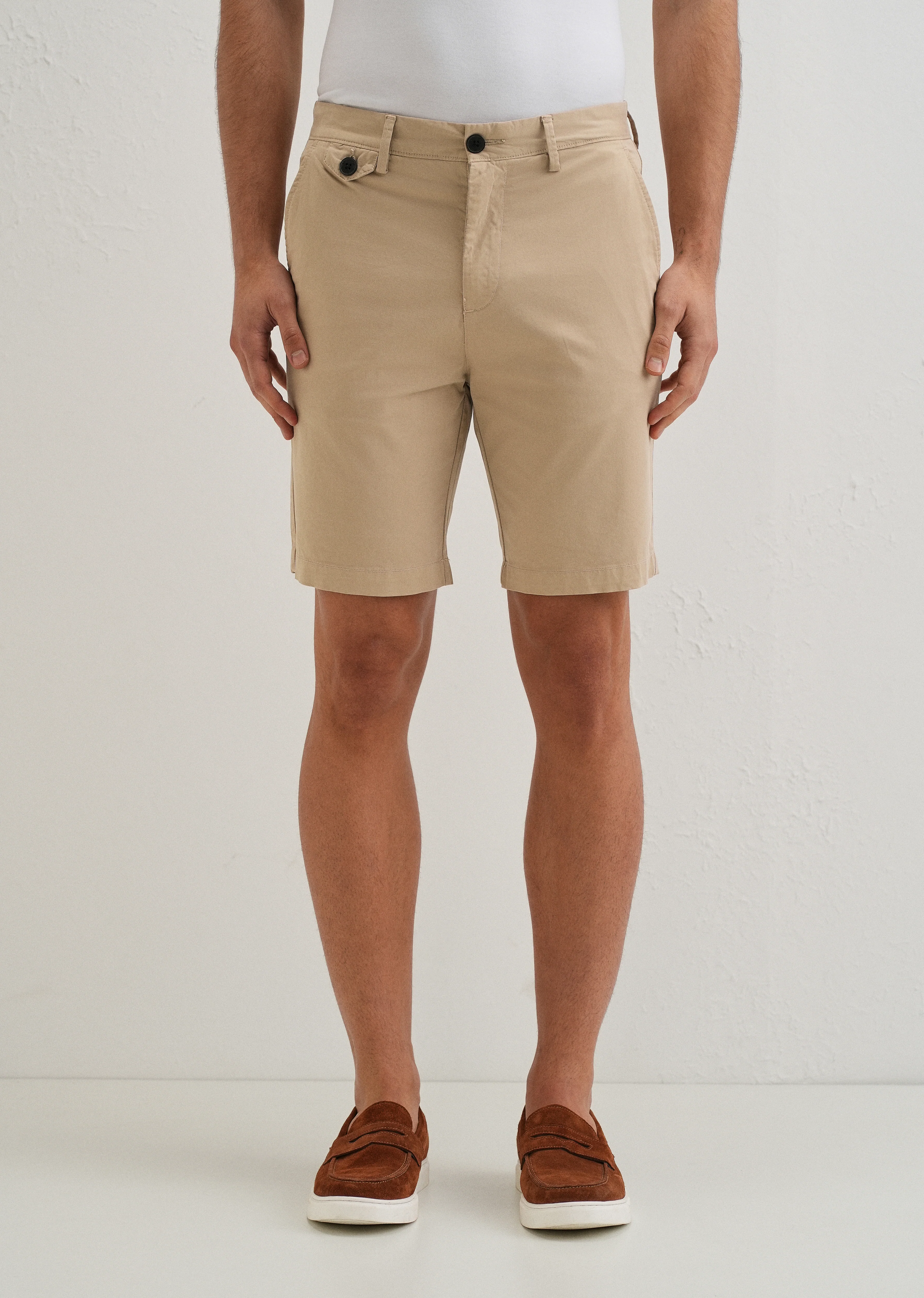 Beige Cotton Shorts - Image 3