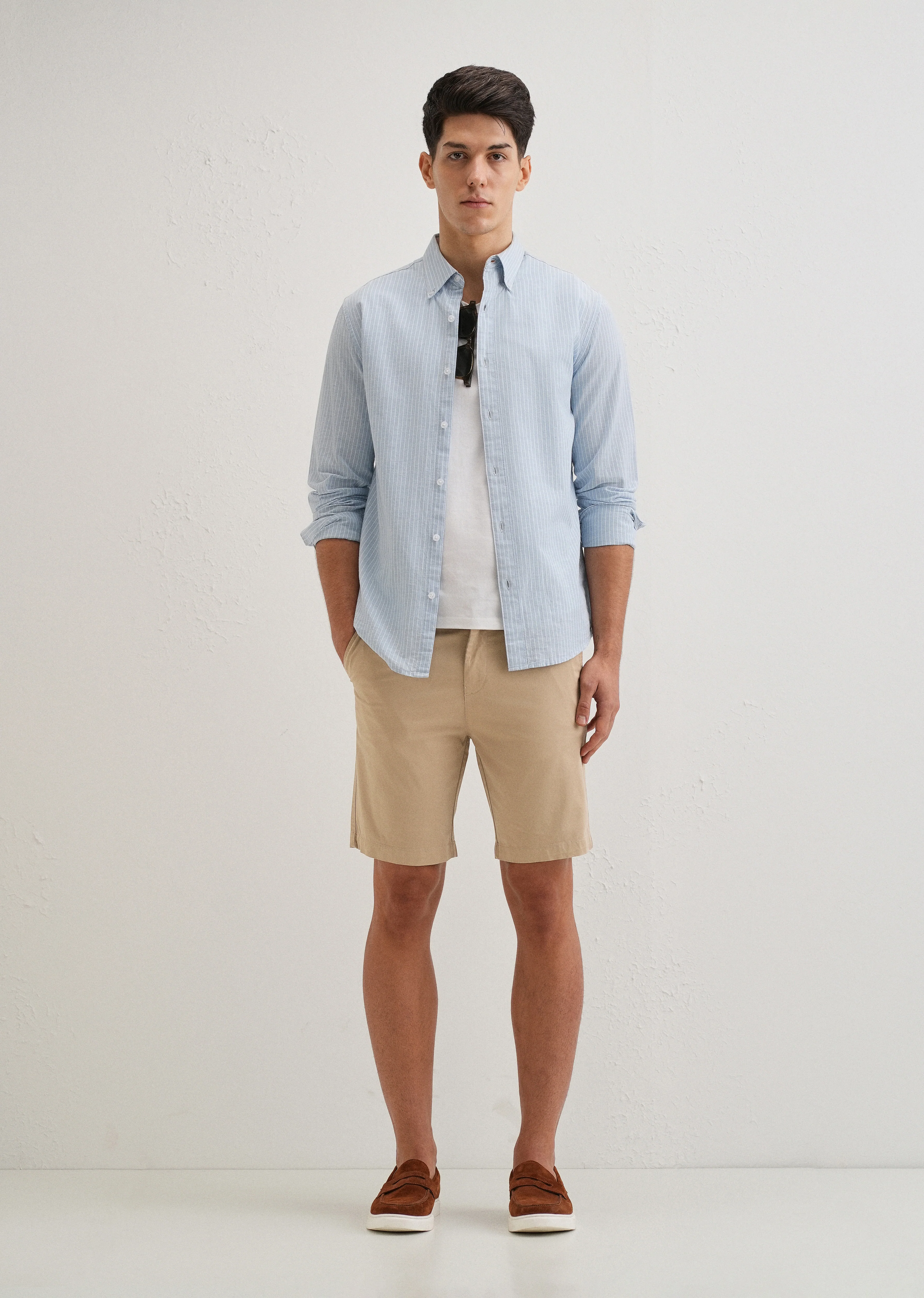 Beige Cotton Shorts - Image 6