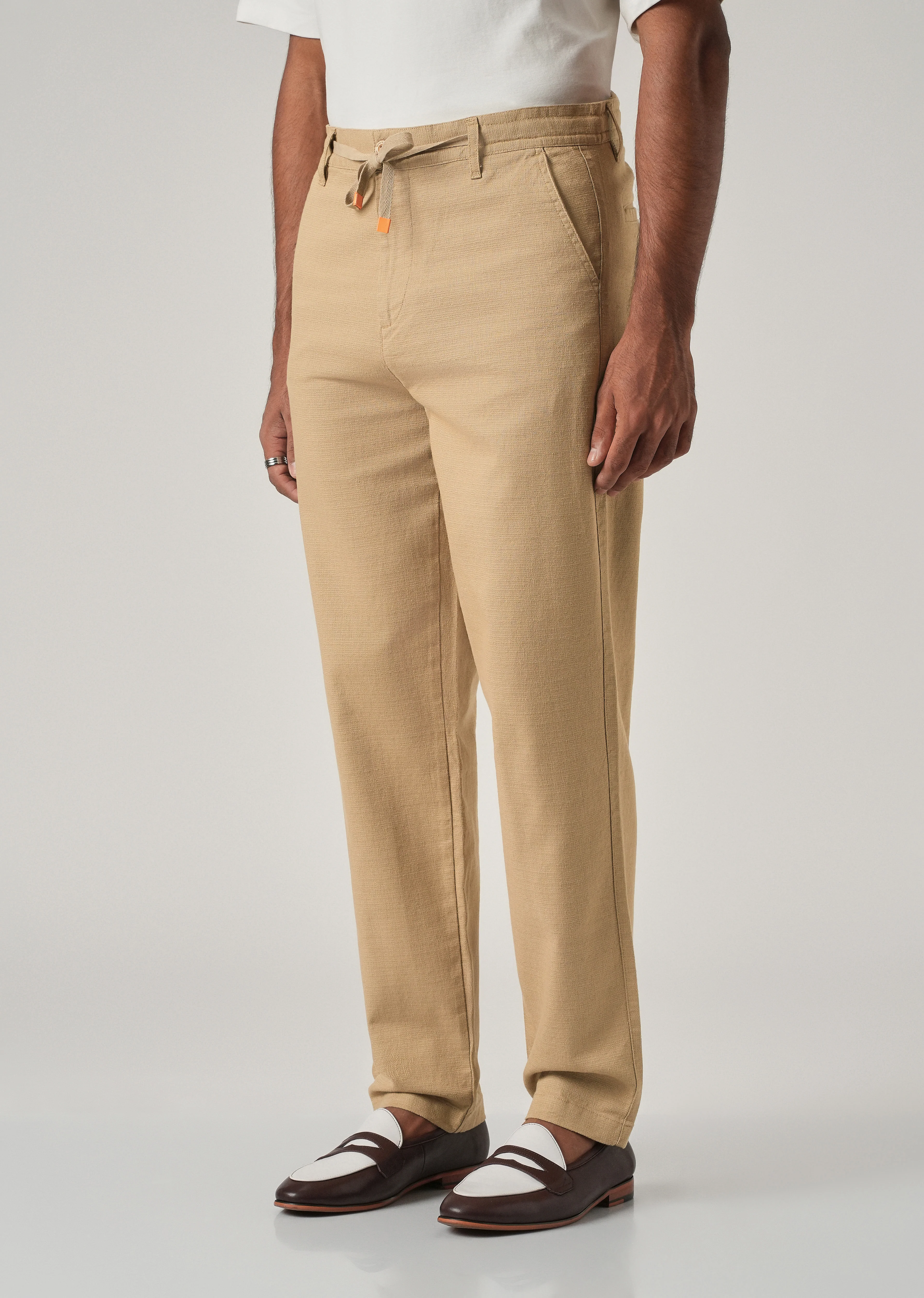 Beige Linen-Look Cotton Trousers - Image 4