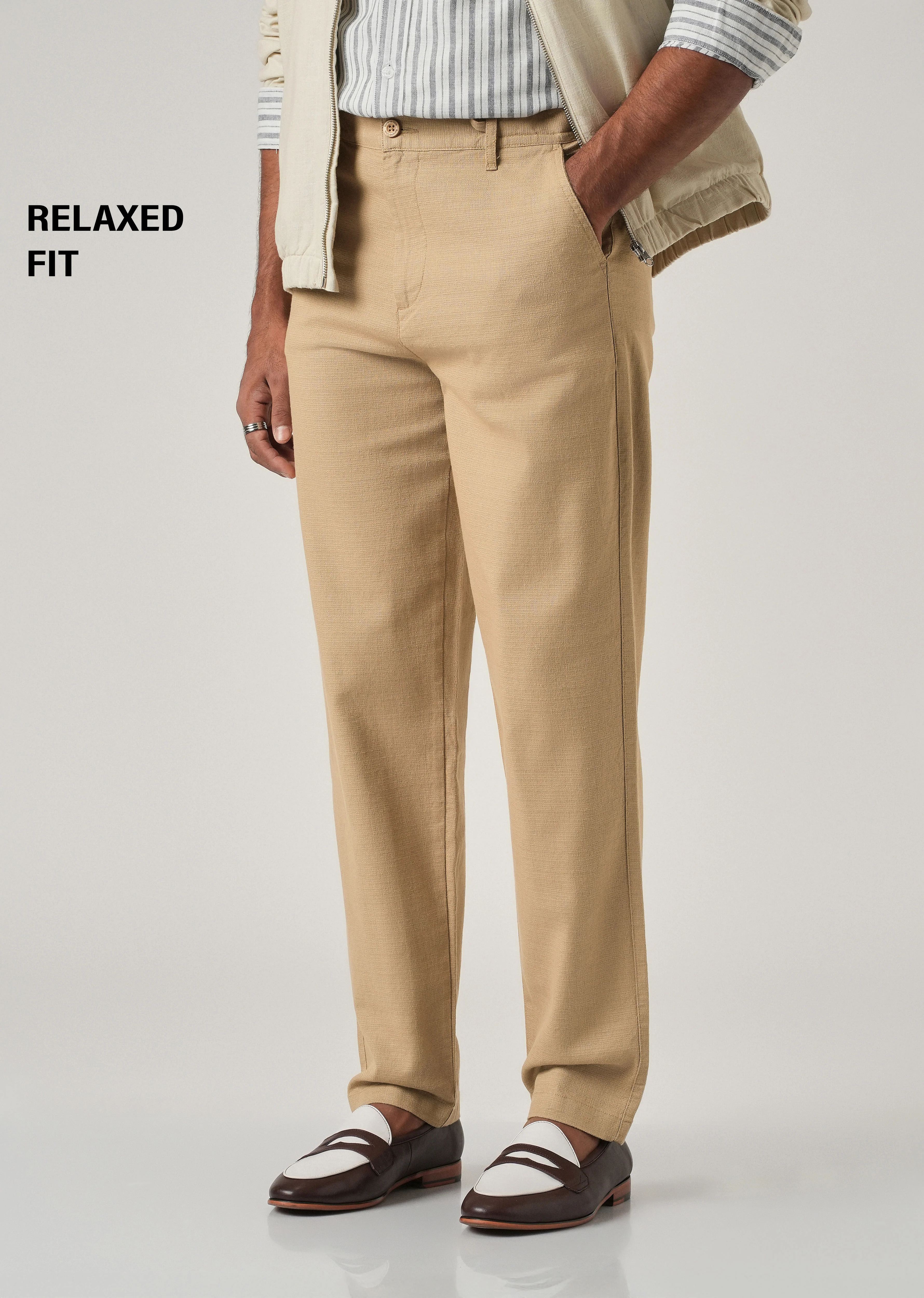 Beige Linen-Look Cotton Trousers - Image 7