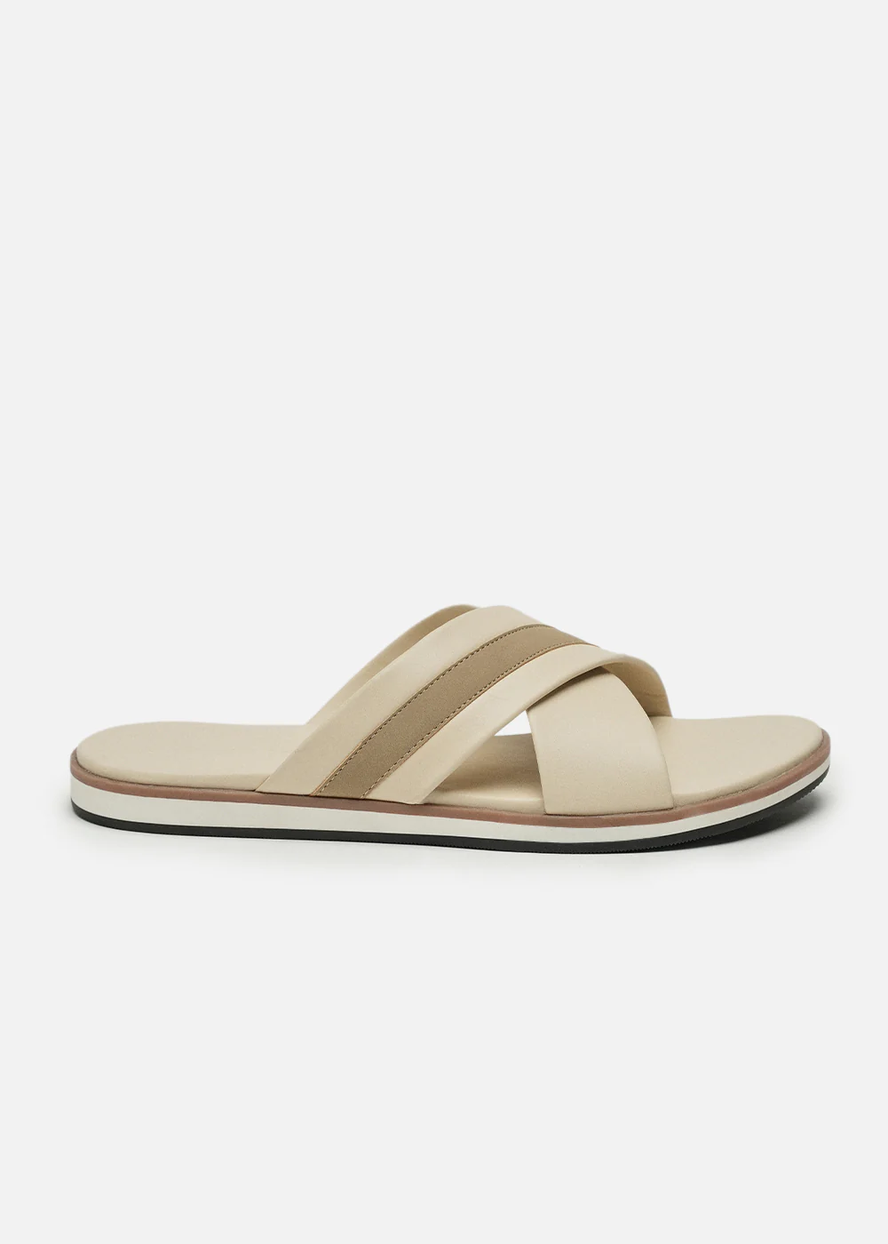 Beige Cross-Strap Comfort Sandals - Image 2