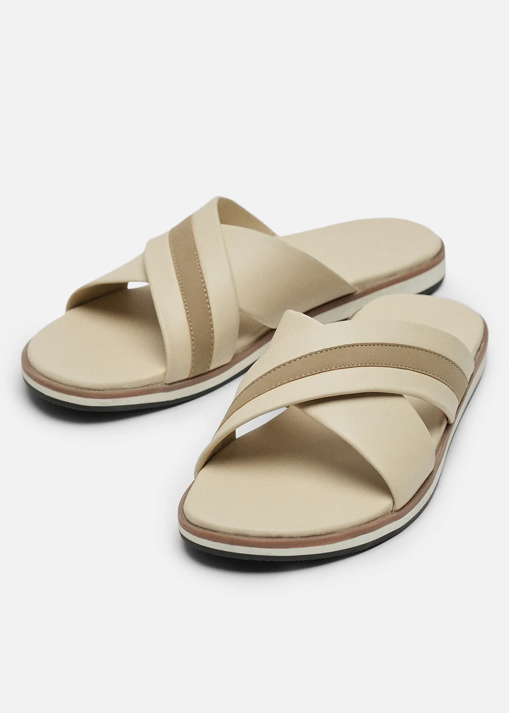 Beige Cross-Strap Comfort Sandals - Image 4