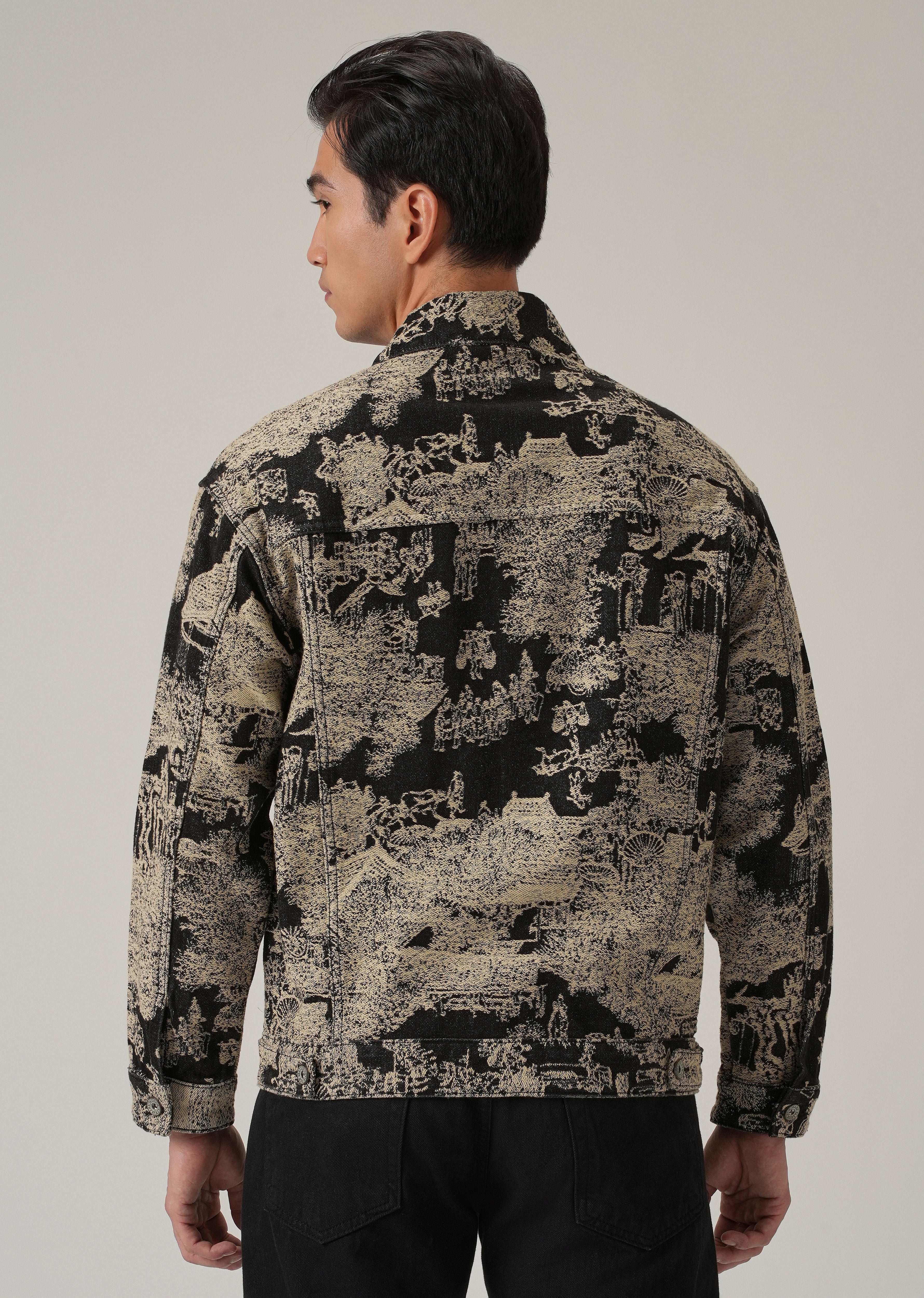 Beige Denim Jacquard Jacket - Image 2