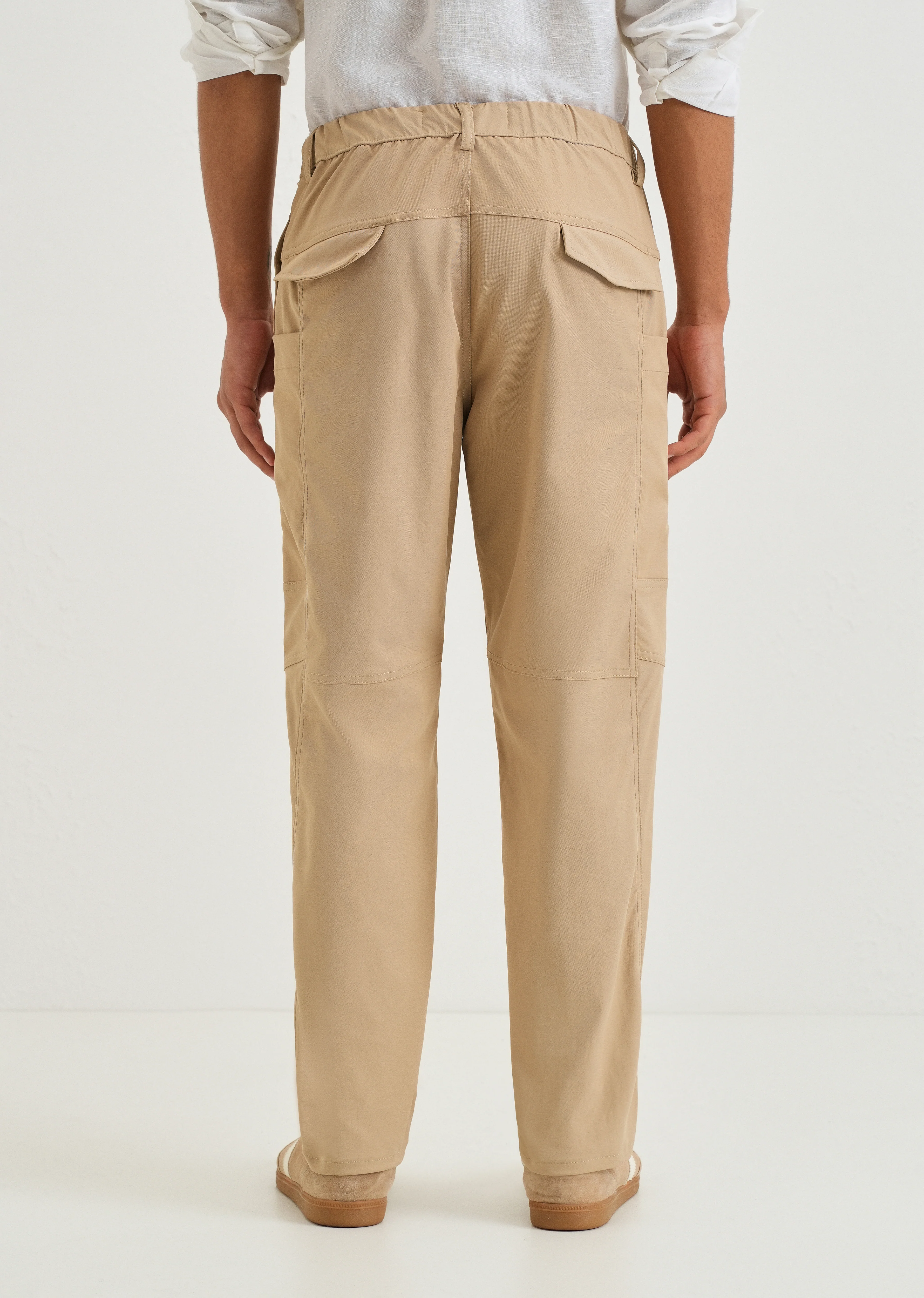 Beige Drawstring Panel Cargo Pant - Image 2
