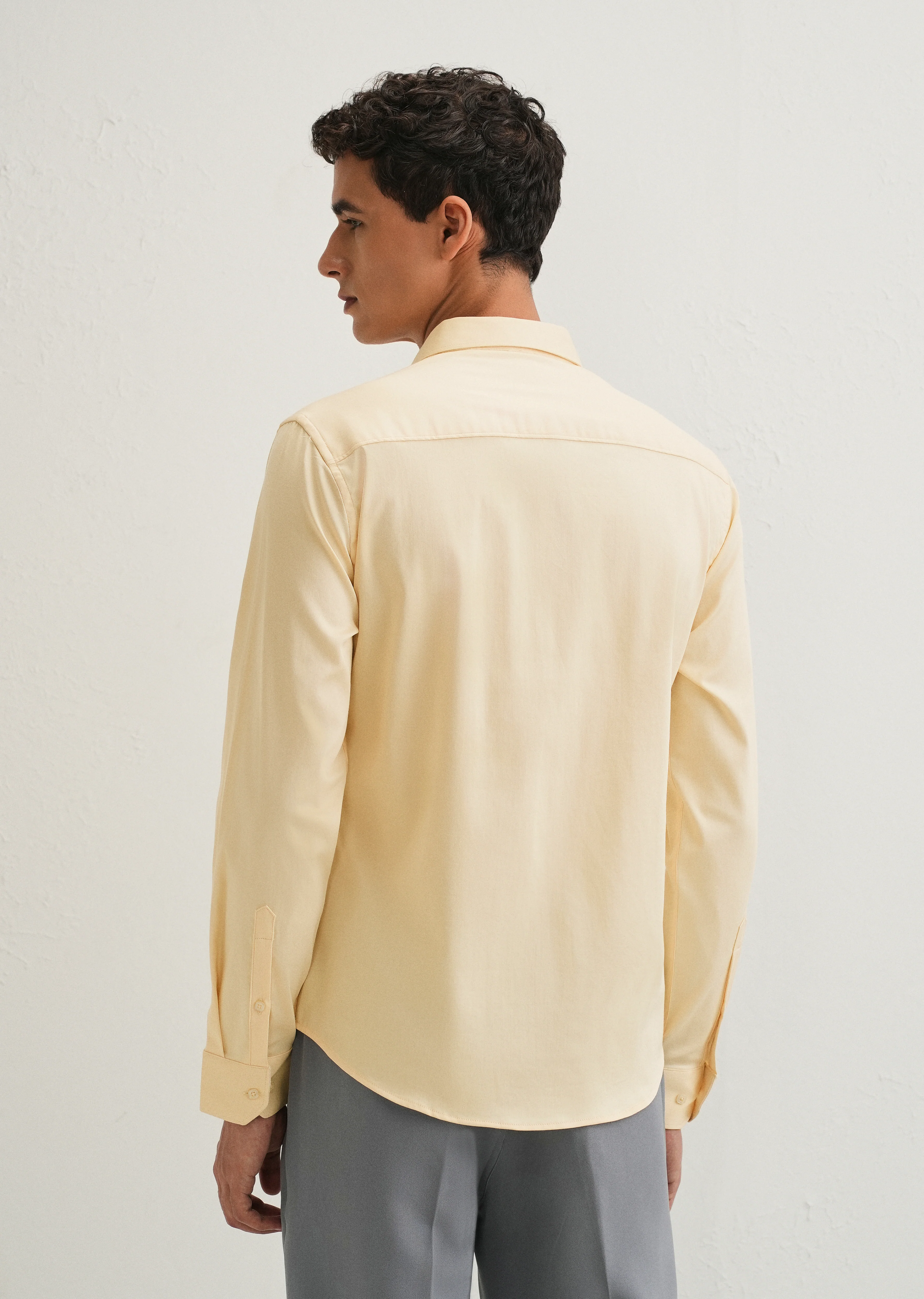 Beige Front Panel Open Pleat Shirt - Image 2