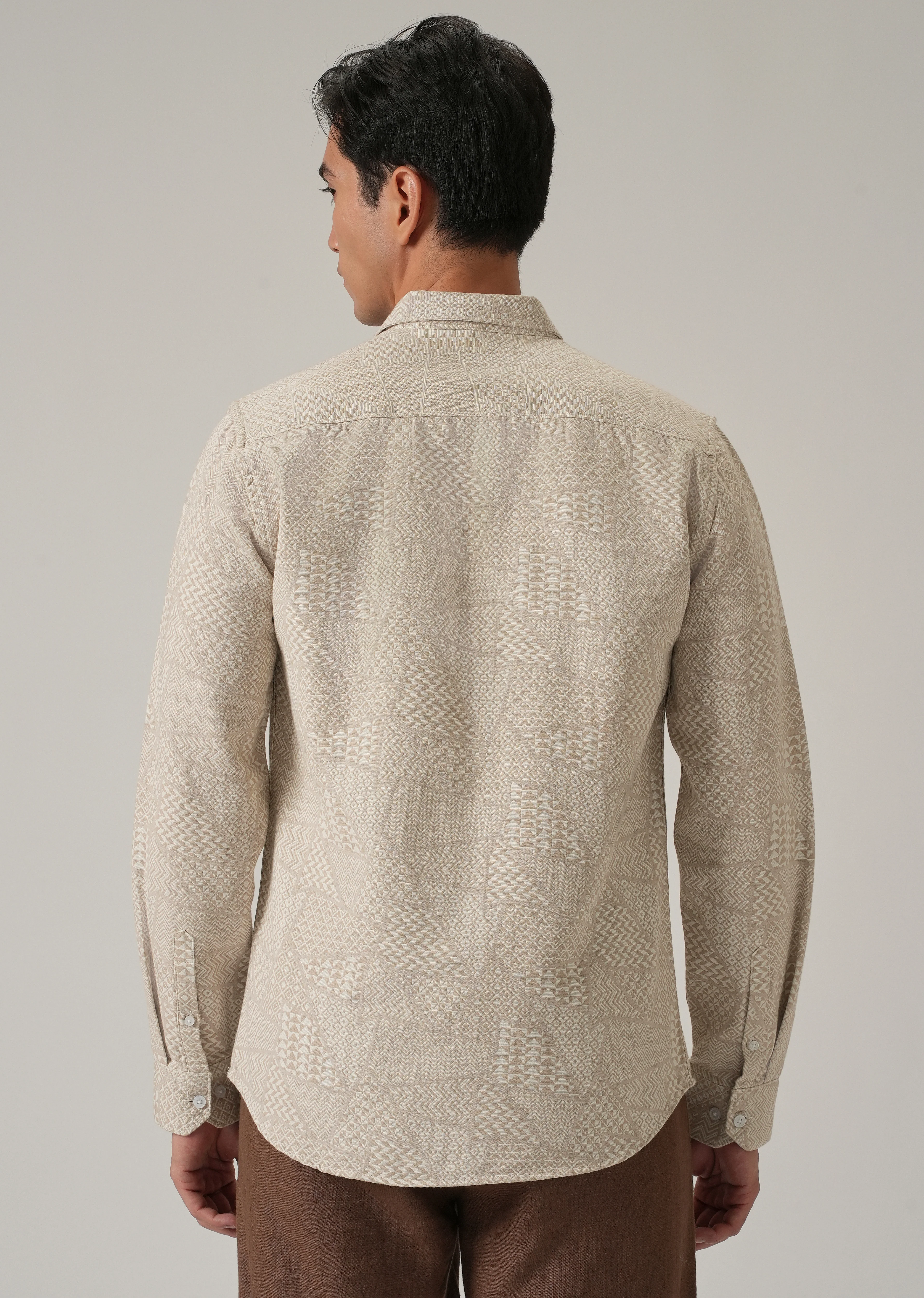 Beige Geometric Pattern Shirt - Image 3
