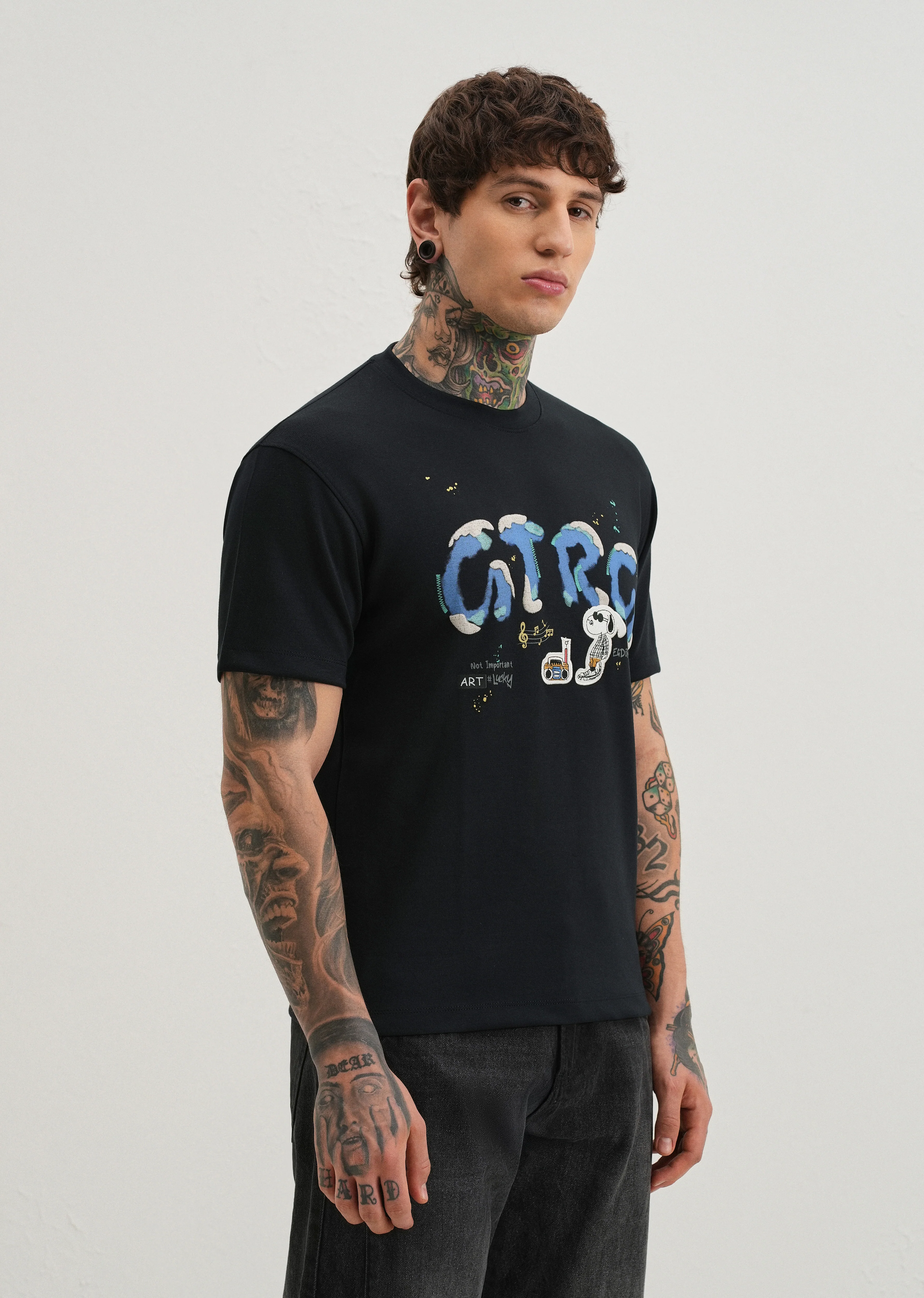 Deep Dark Blue Graphic Printed T-shirt - Image 4