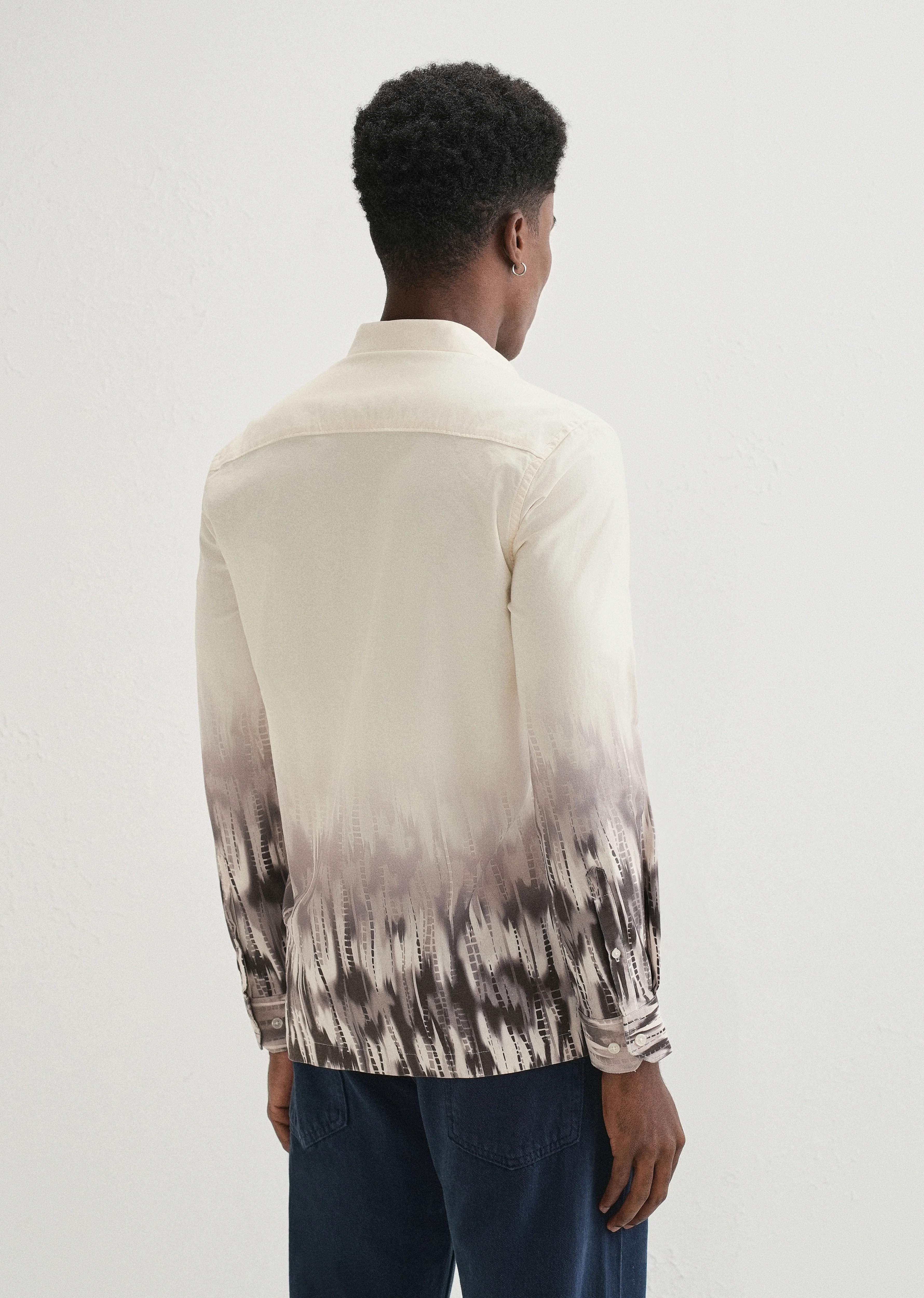 Beige Grey Gradient Printed Shirt - Image 2