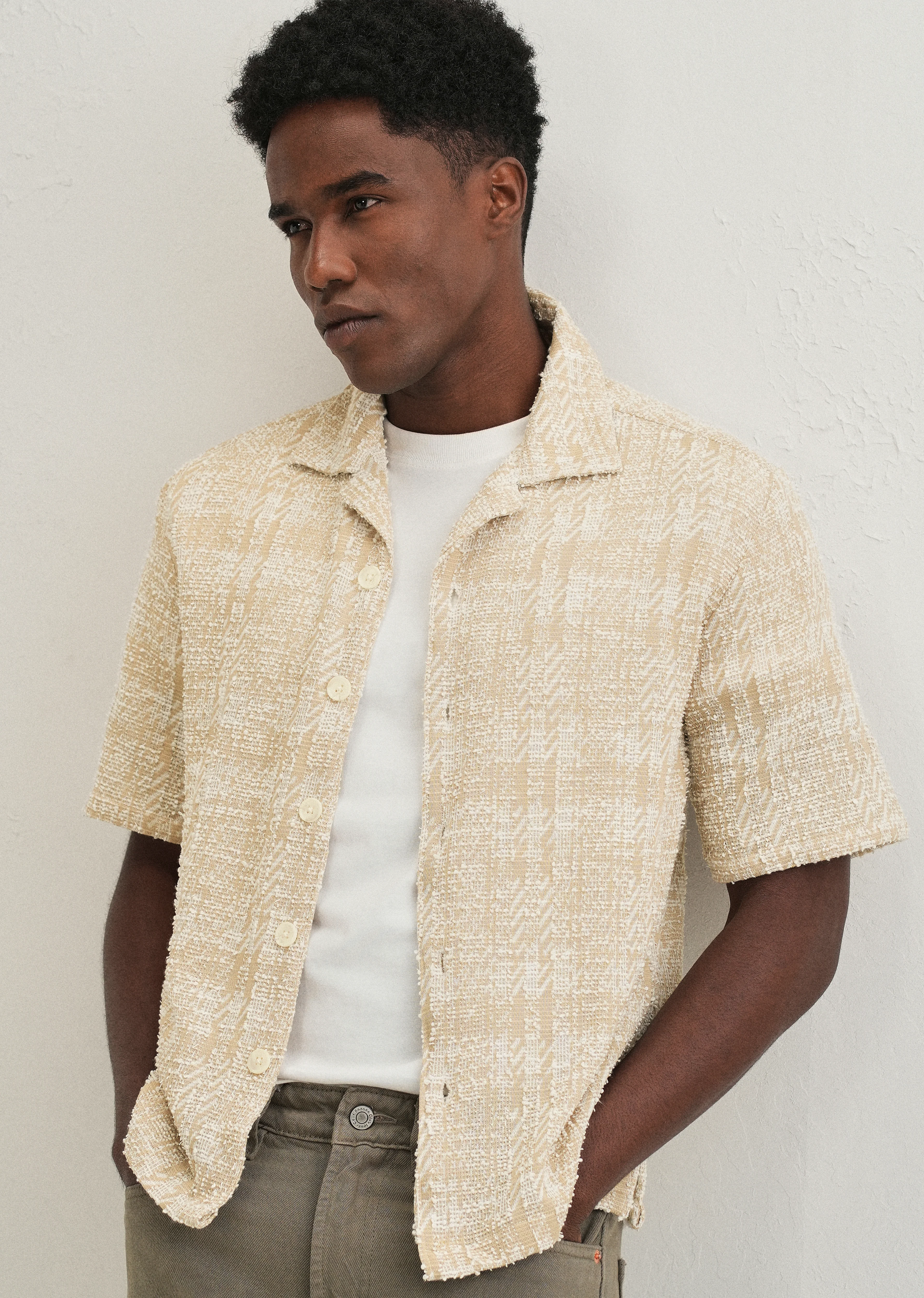 Beige Jacquard Knitted Shirt - Image 7
