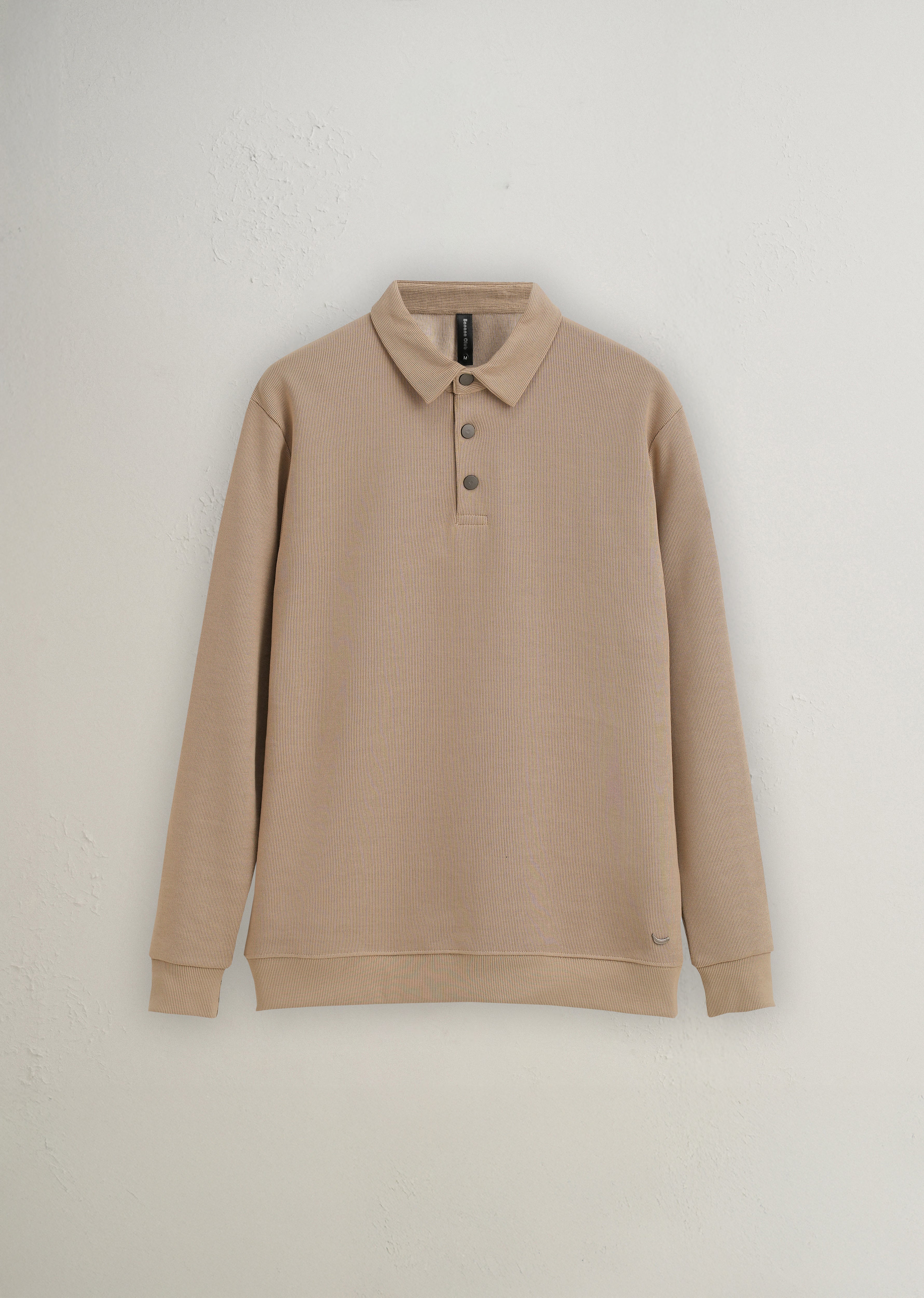 Beige Knitted Polo Sweatshirt - Image 2