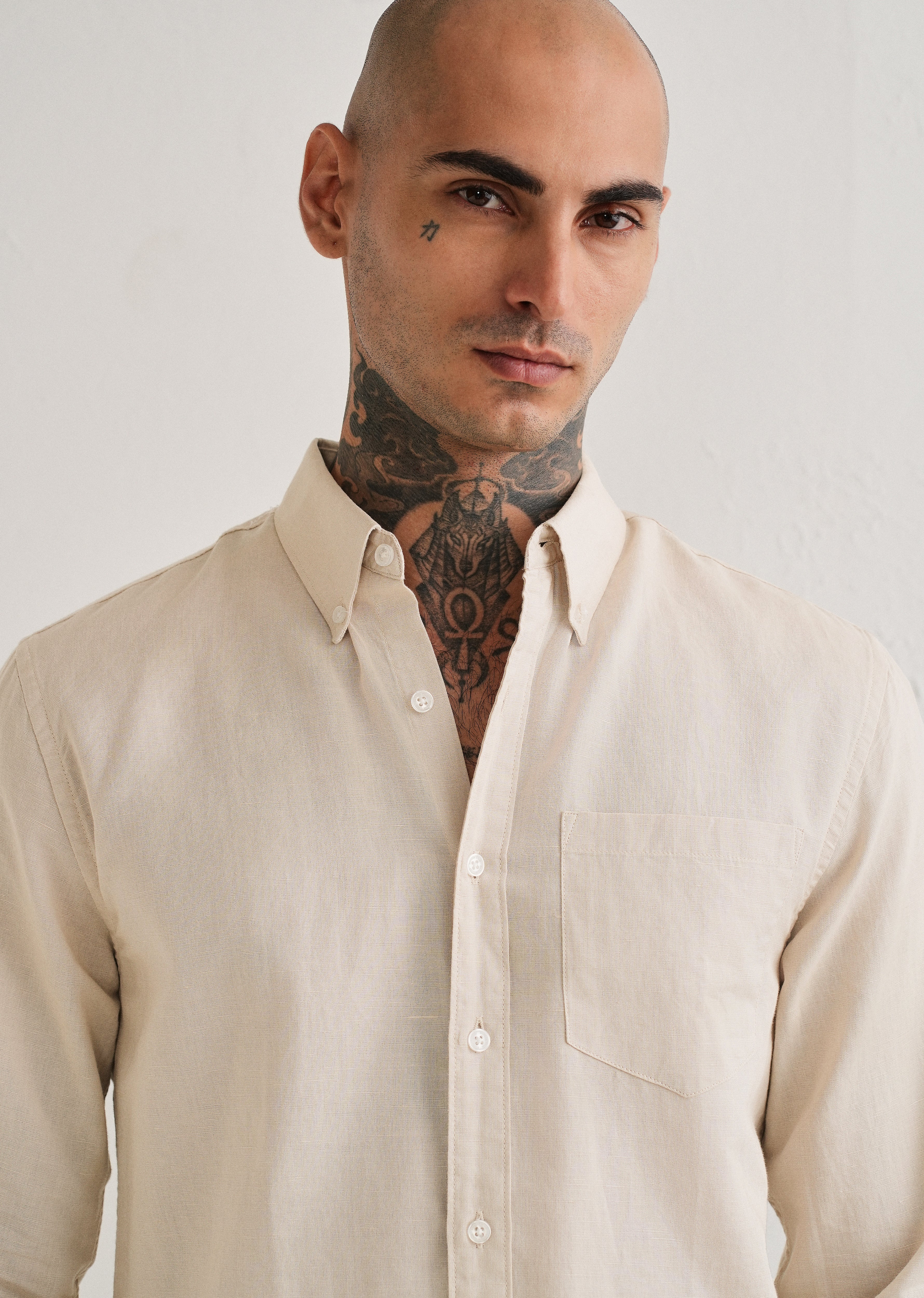 Beige Cotton Linen Shirt - Image 5