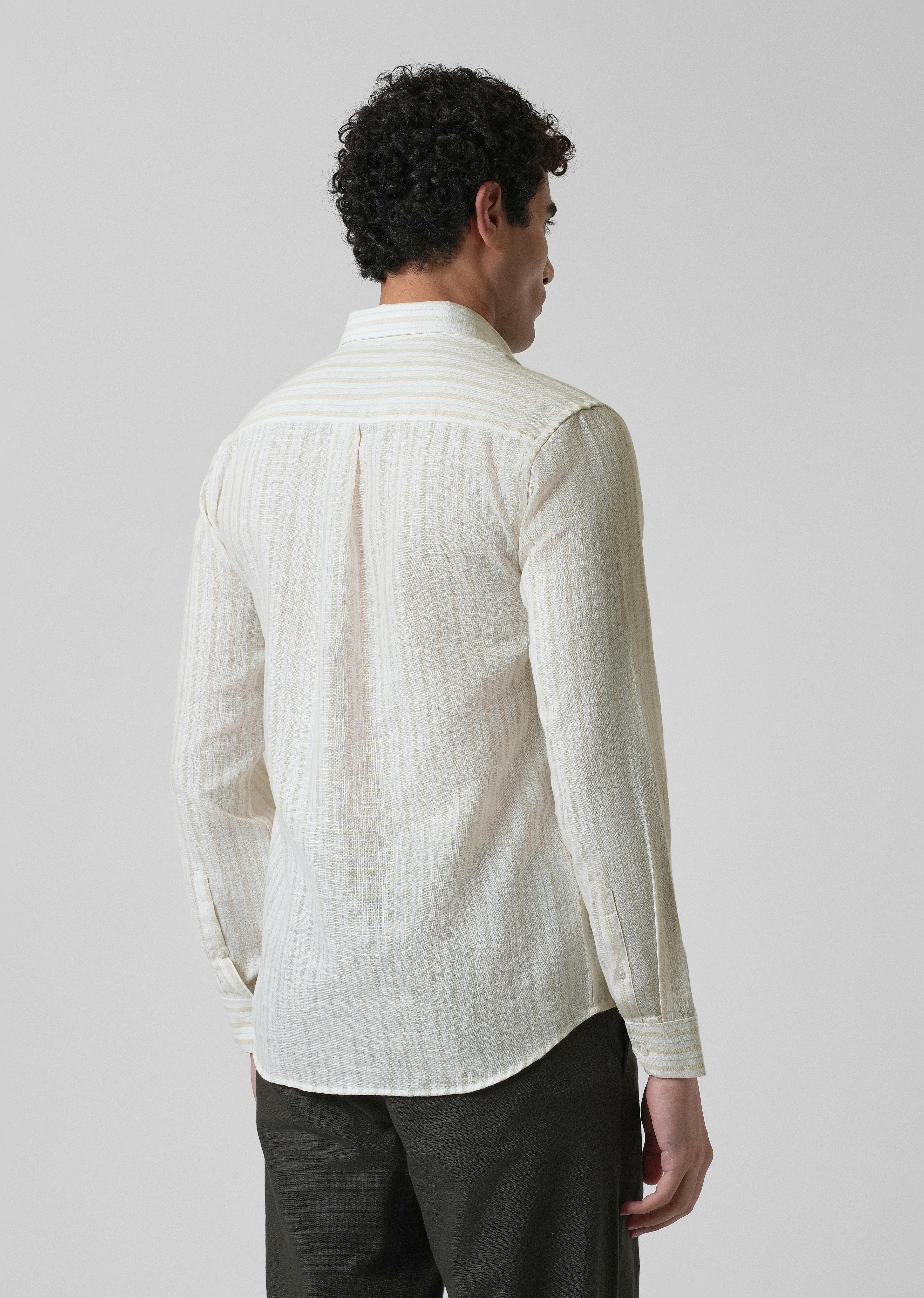 Beige Linen Stripe Shirt - Image 2
