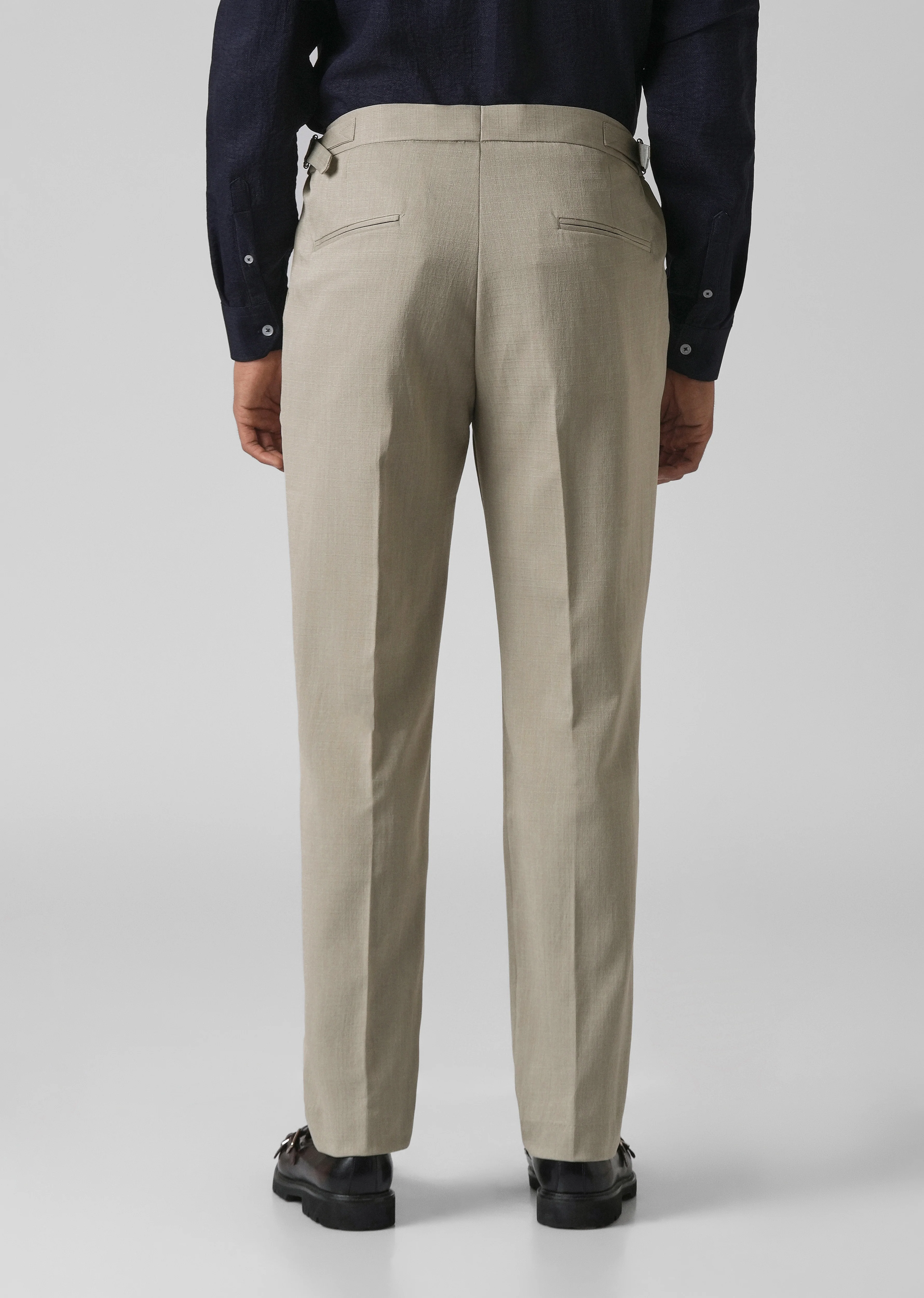 Beige Pleated Gurkha Pant - Image 2