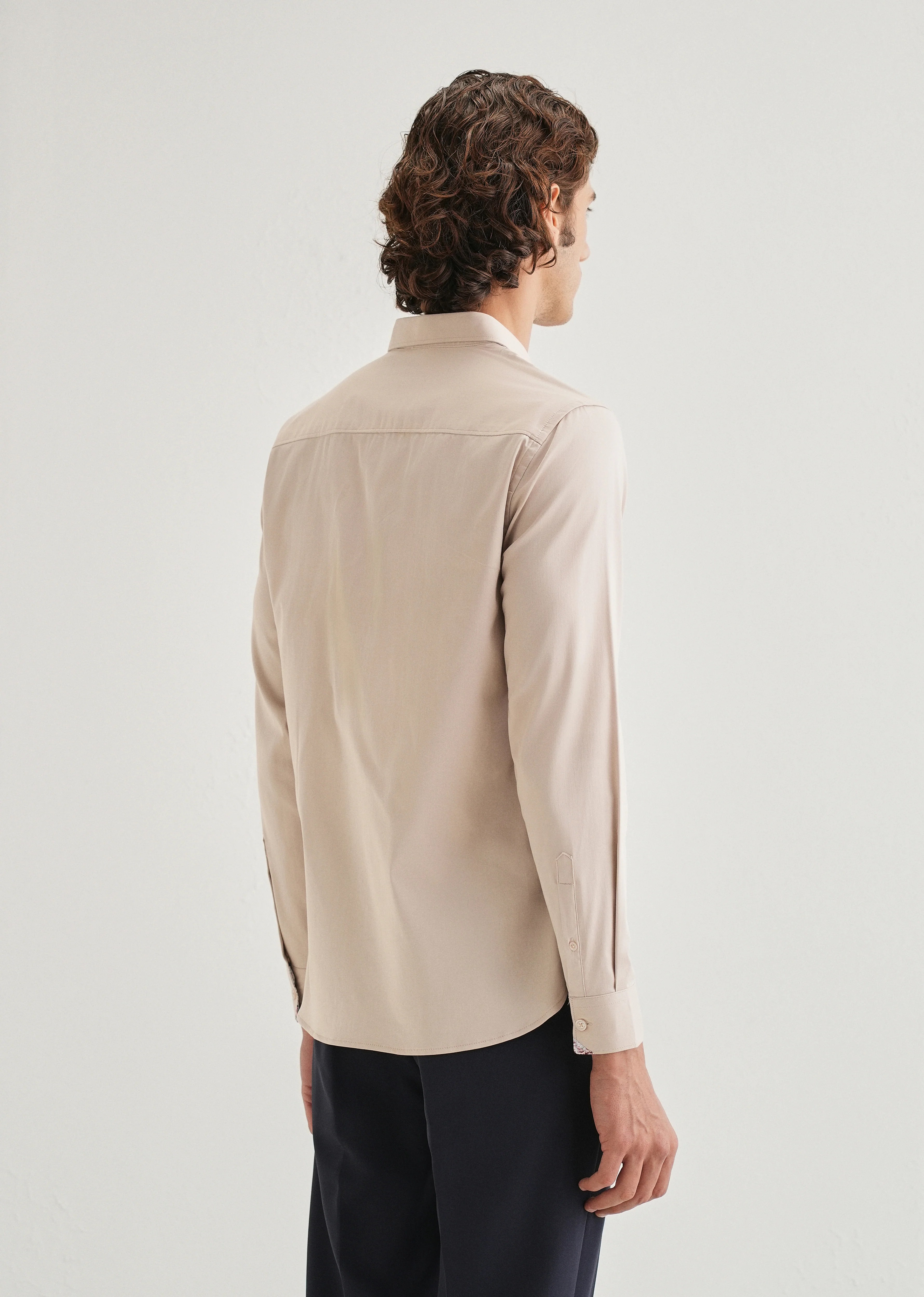 Beige Printed Cuff Shirt - Image 2