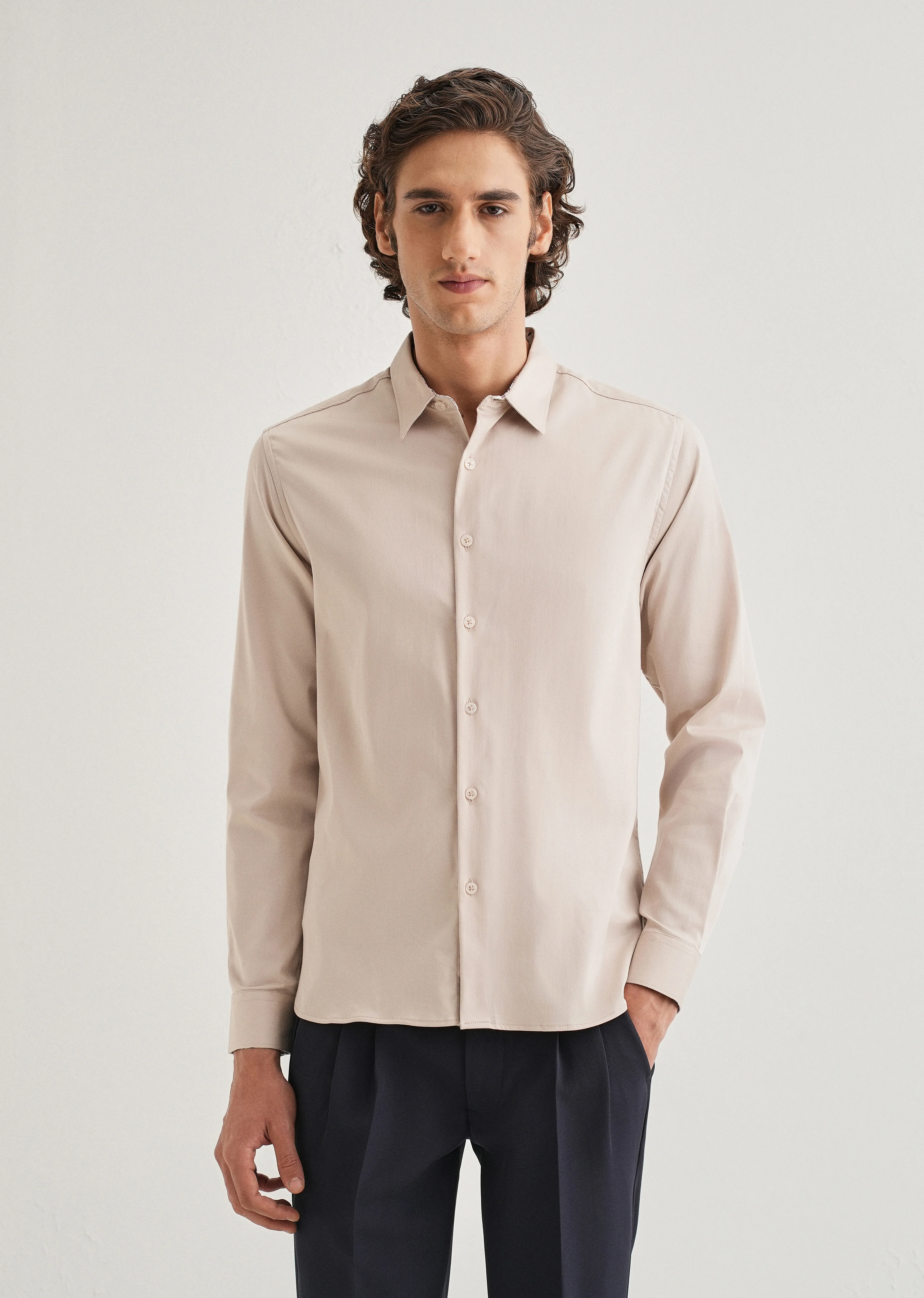 Beige Printed Cuff Shirt - Image 3