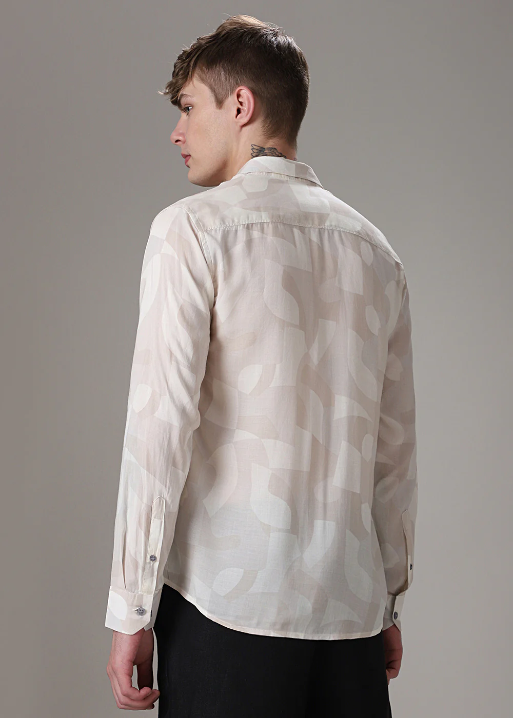 Beige Printed Shirt - Image 4