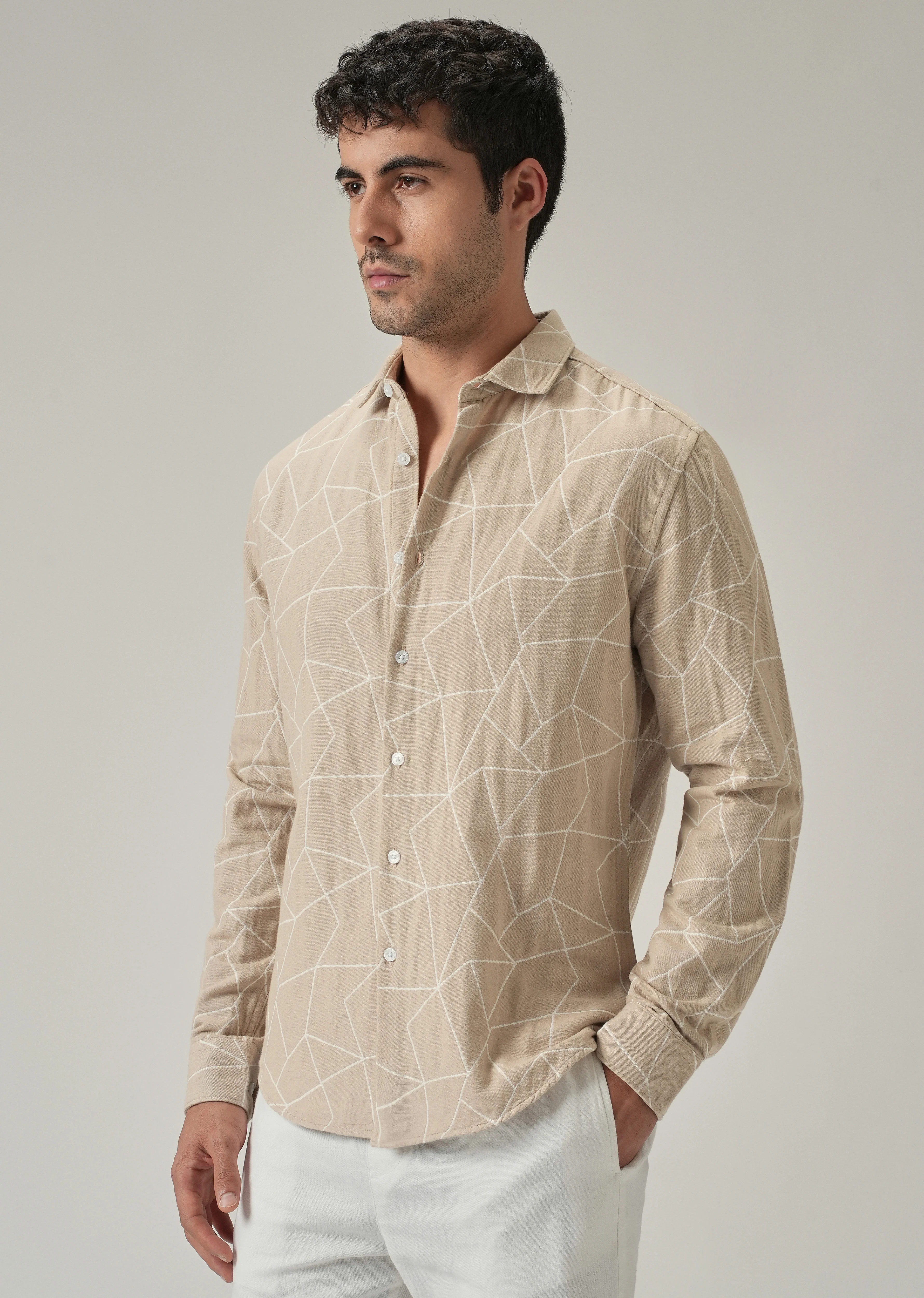 Beige Prism Pattern Shirt - Image 4