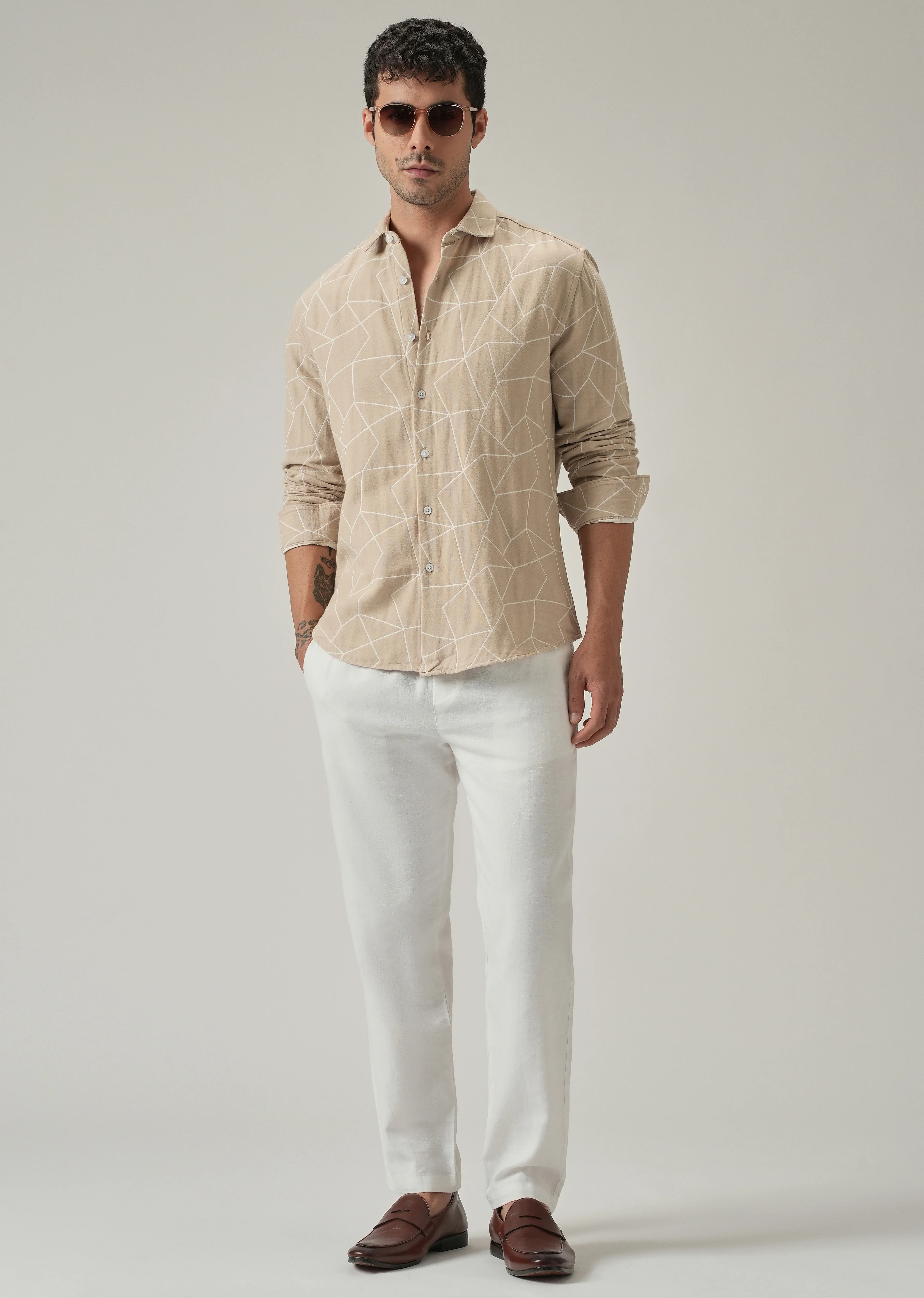 Beige Prism Pattern Shirt - Image 6