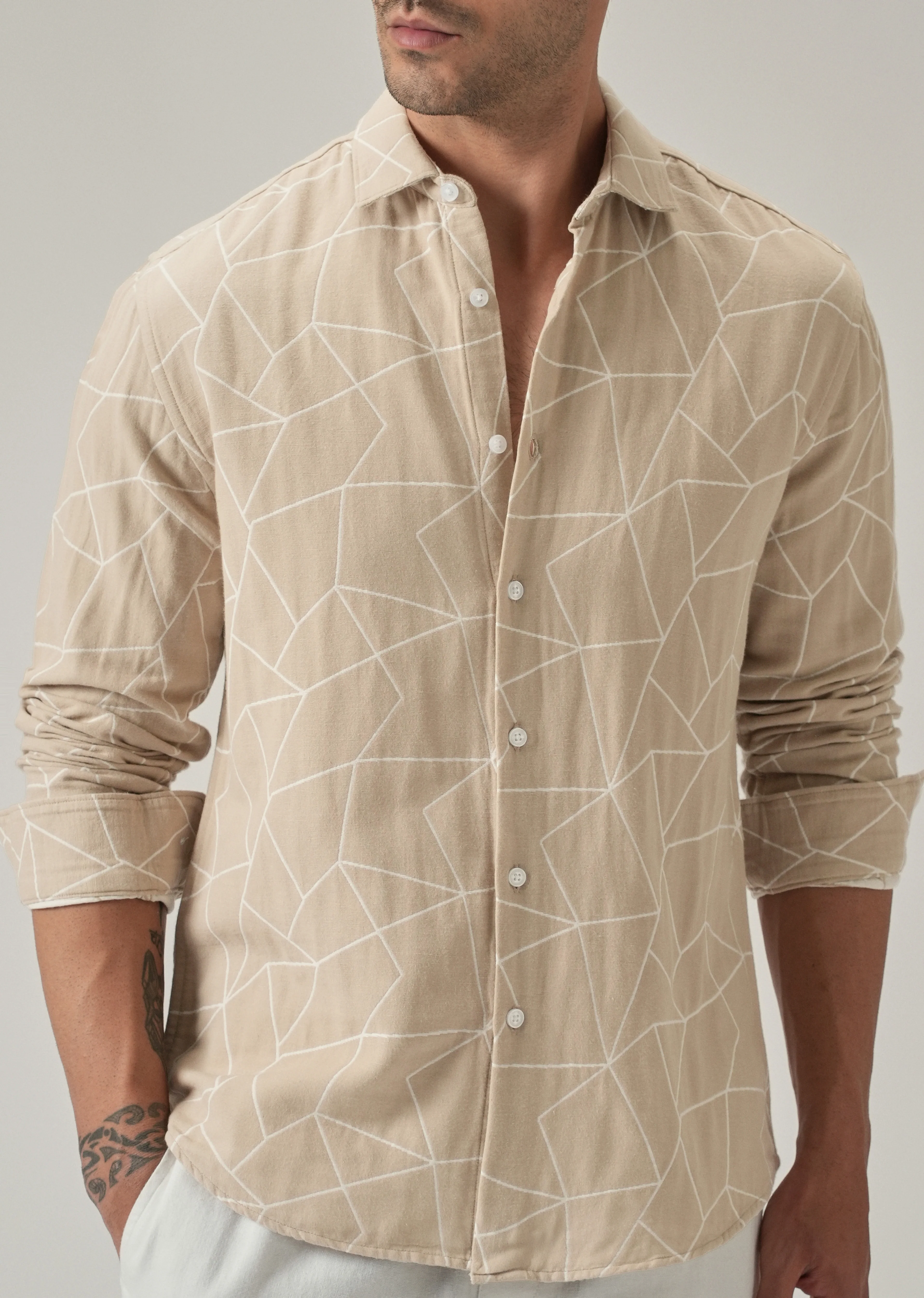 Beige Prism Pattern Shirt - Image 7