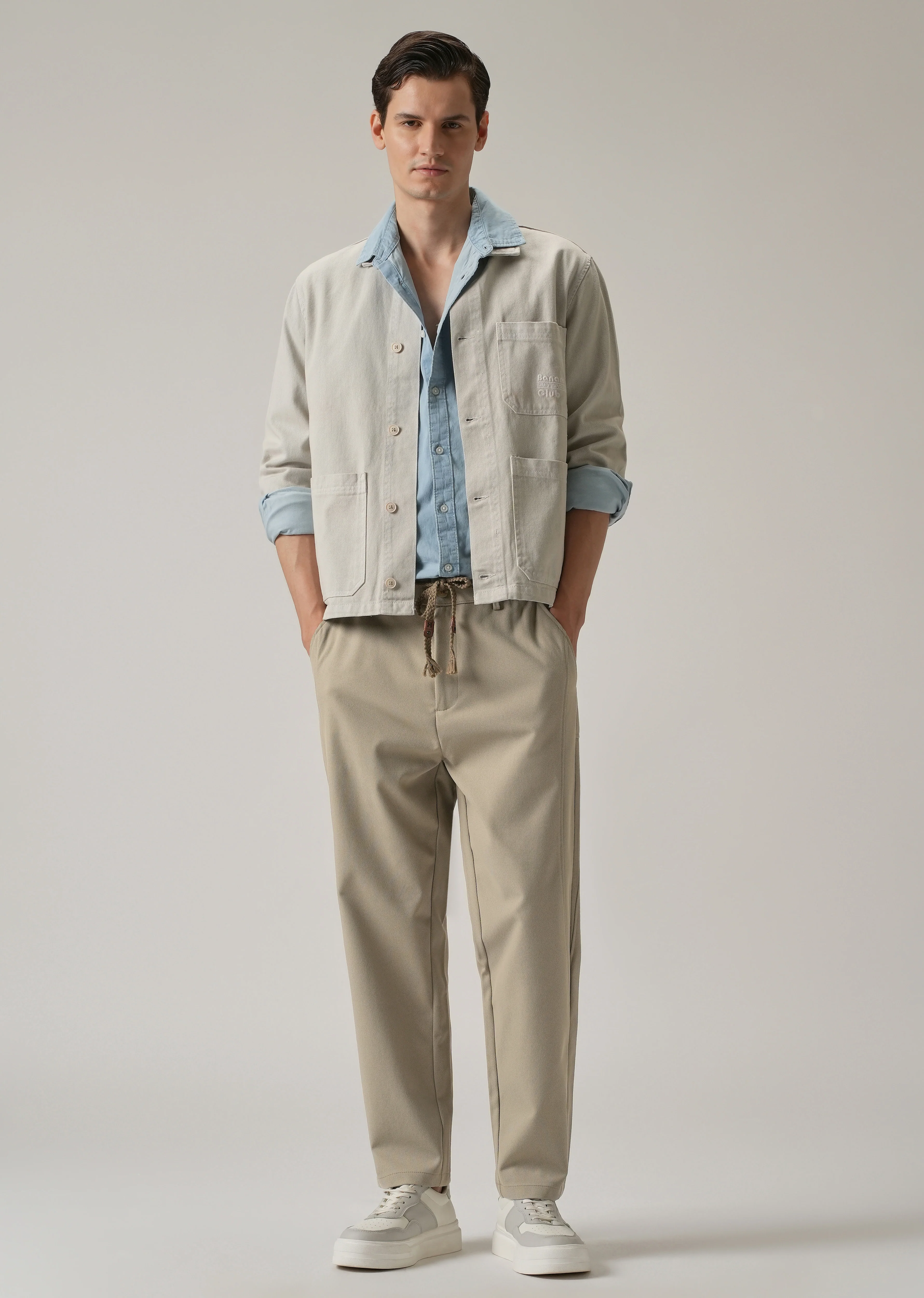 Beige Relaxed Fit Tie Waist Pant - Image 6