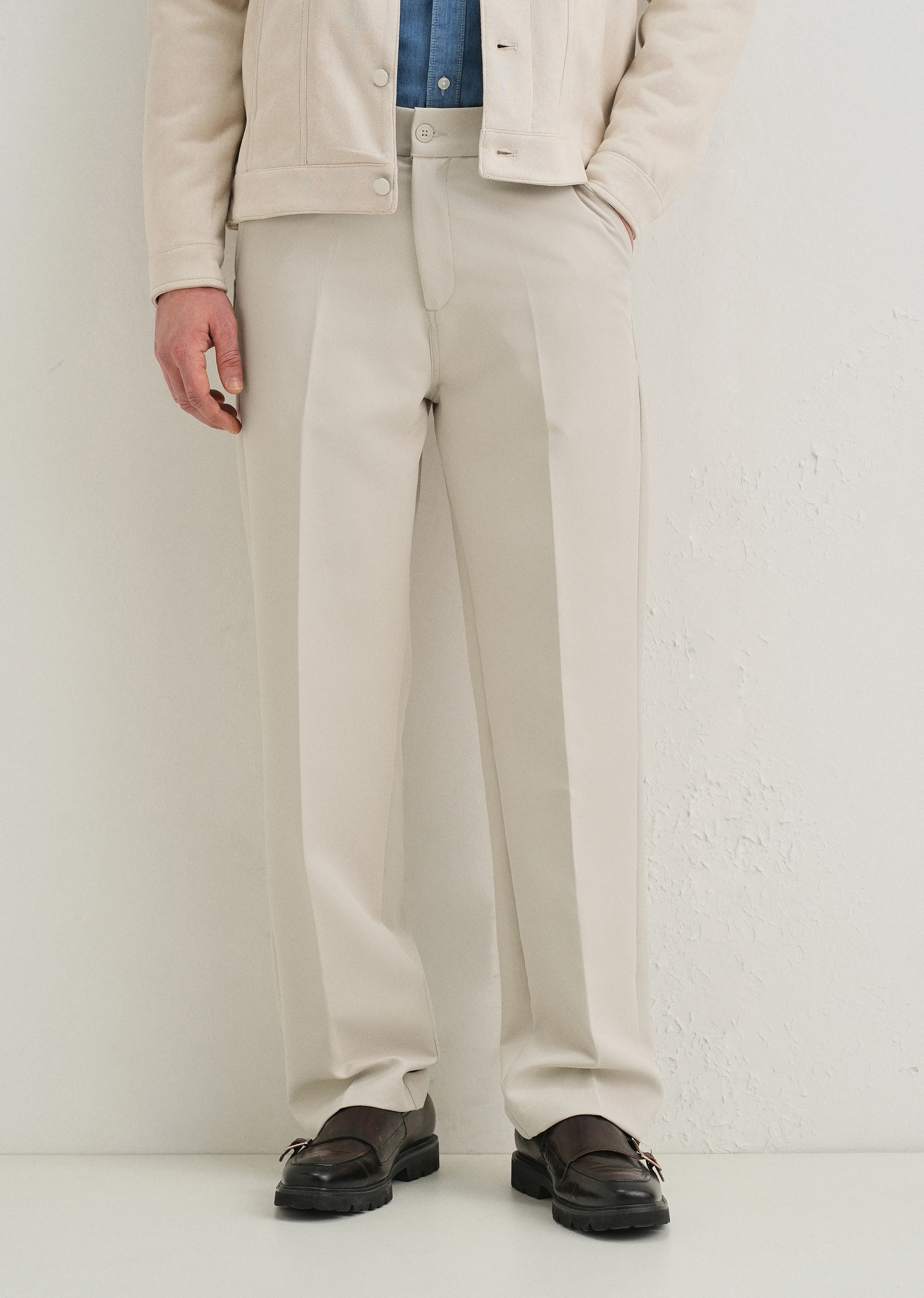 Beige Relaxed Fit Trousers - Image 7