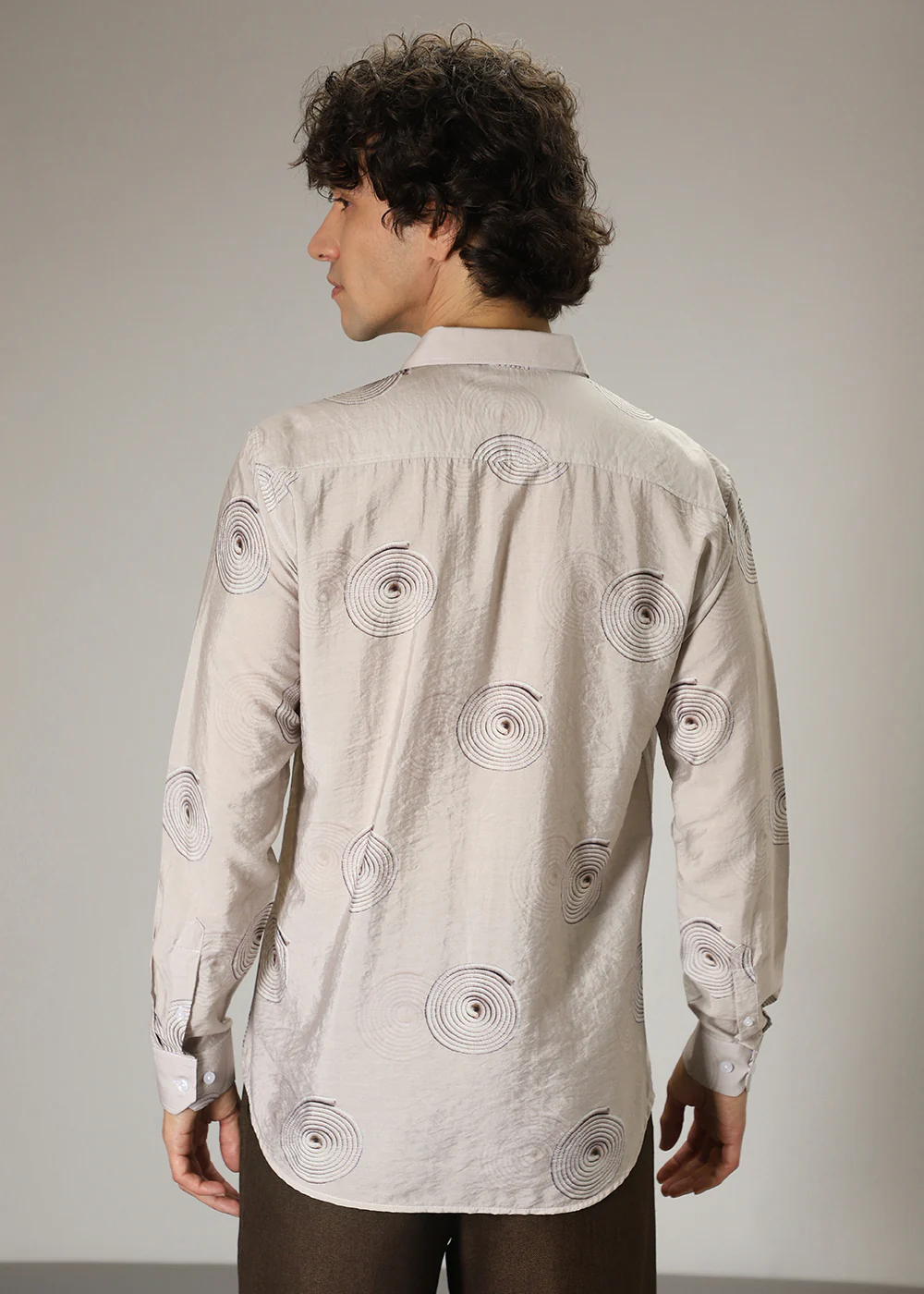 Beige Spiral Print shirt - Image 4