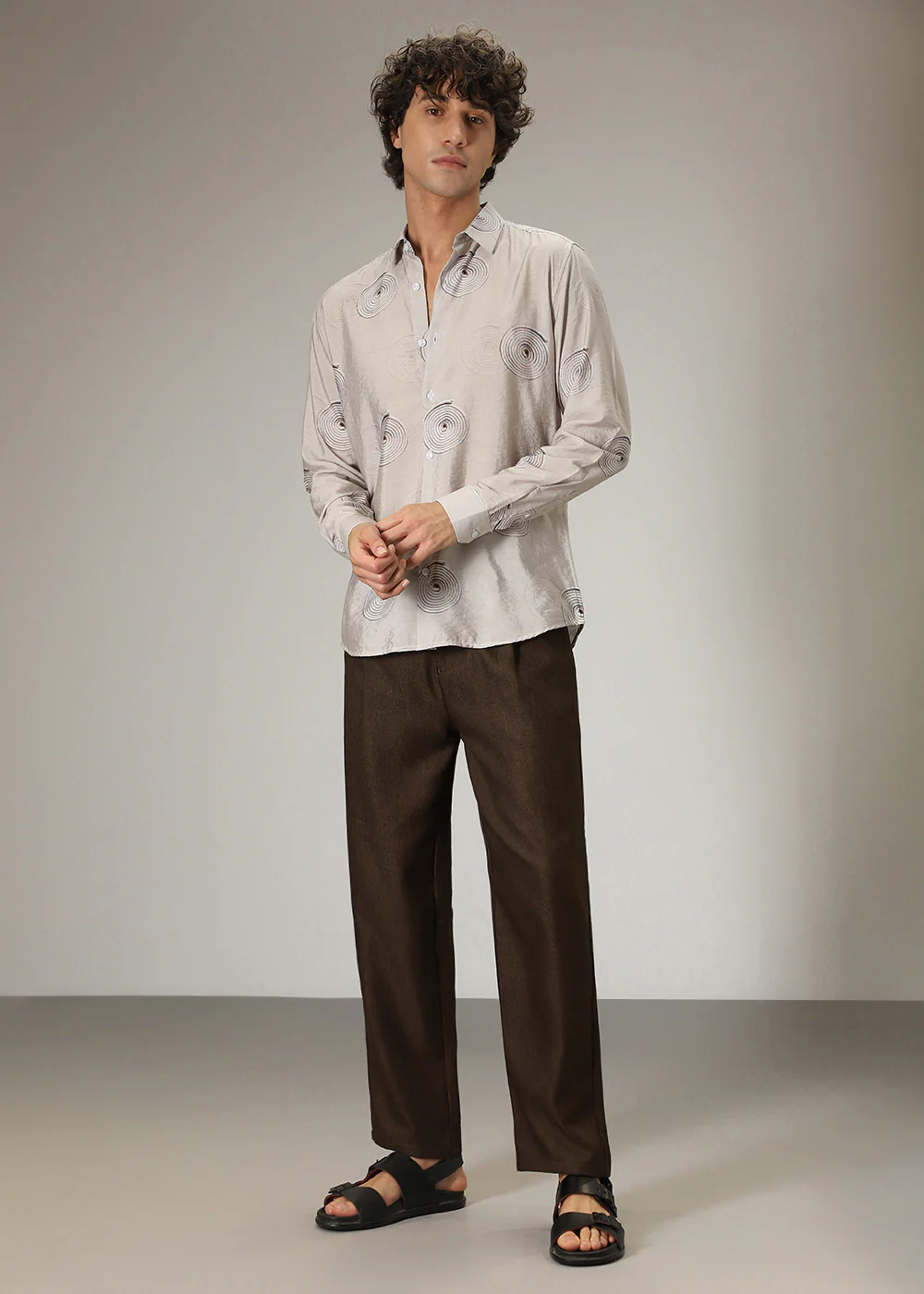 Beige Spiral Print shirt - Image 6