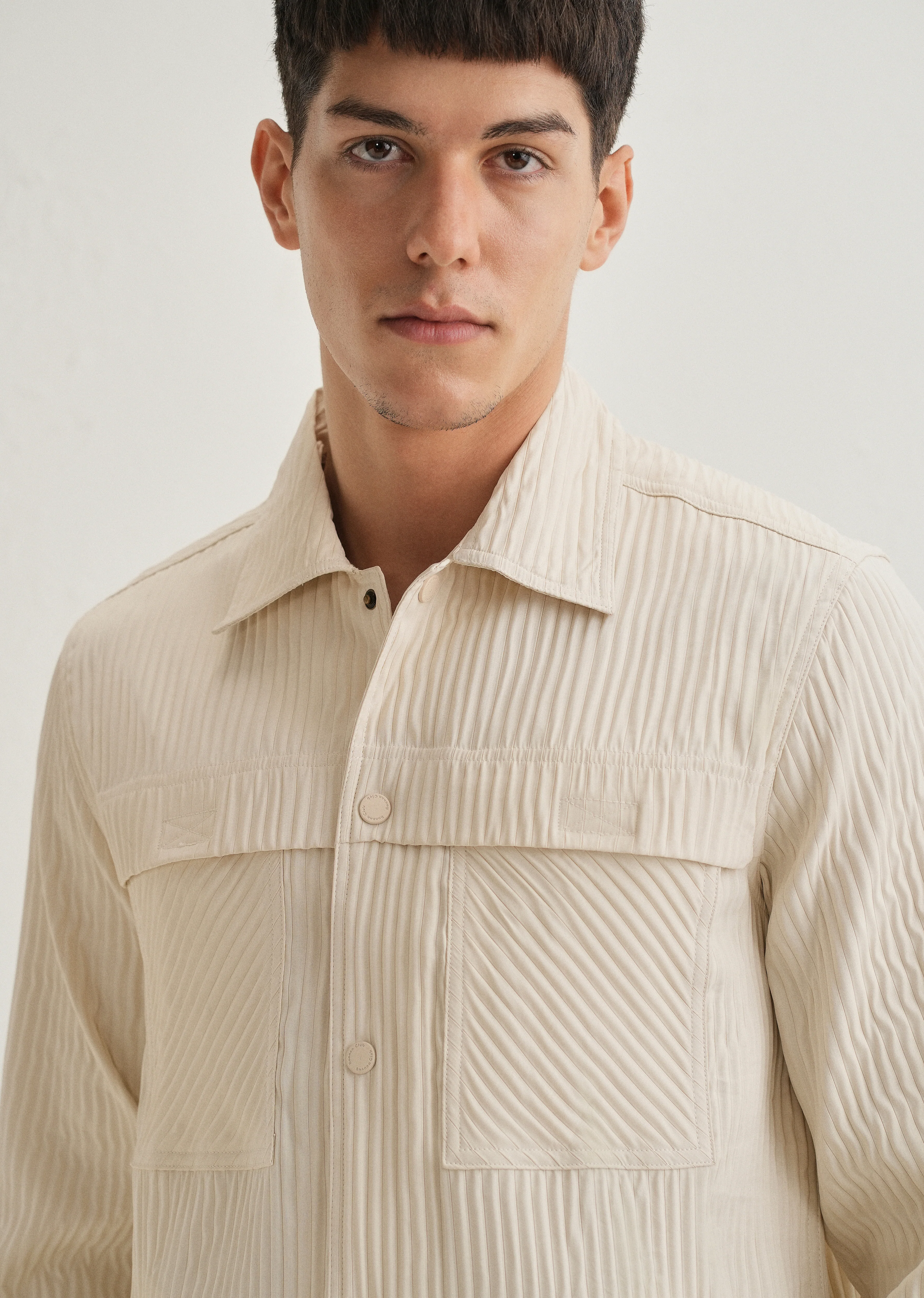Beige Textured Utility Shacket - Image 7