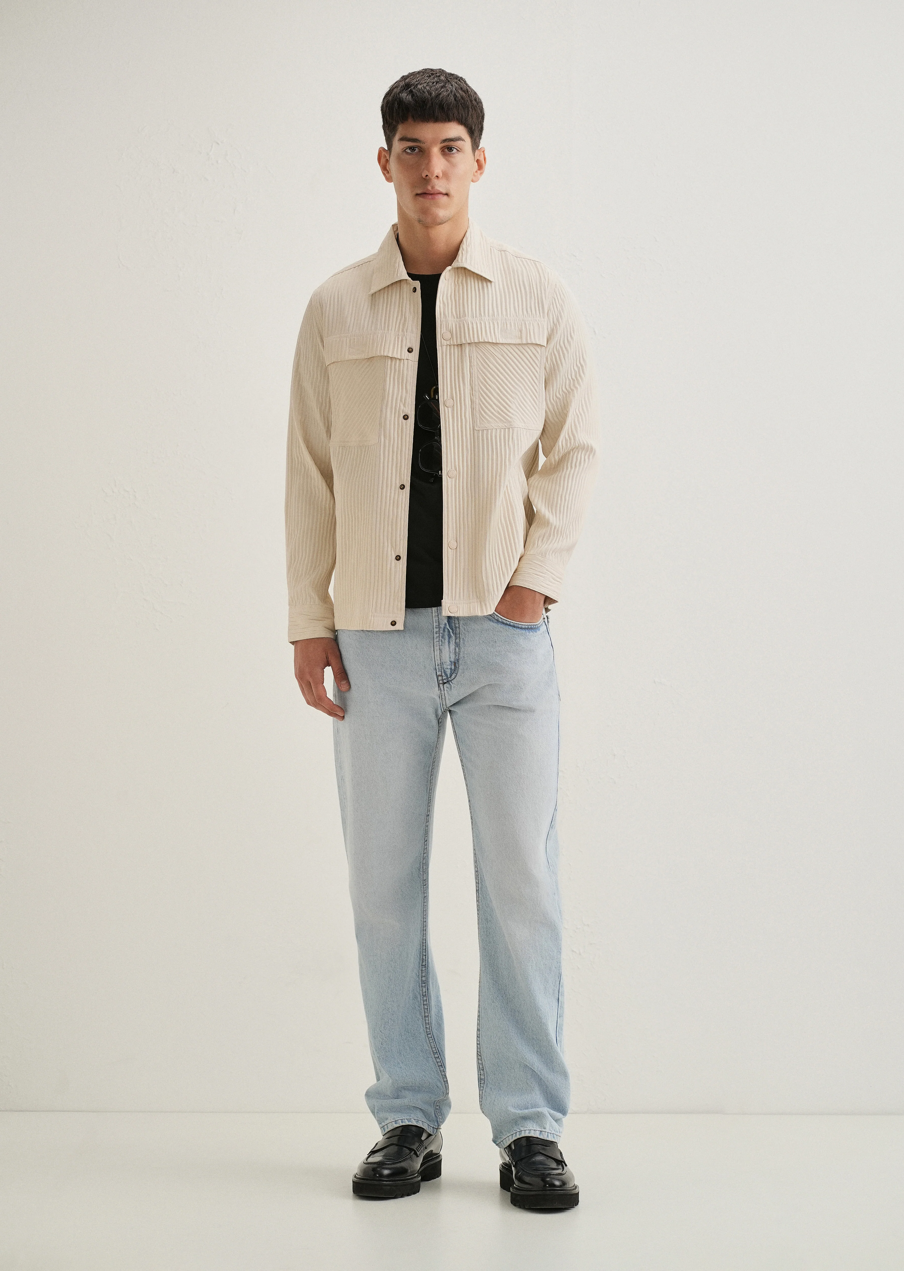 Beige Textured Utility Shacket - Image 8