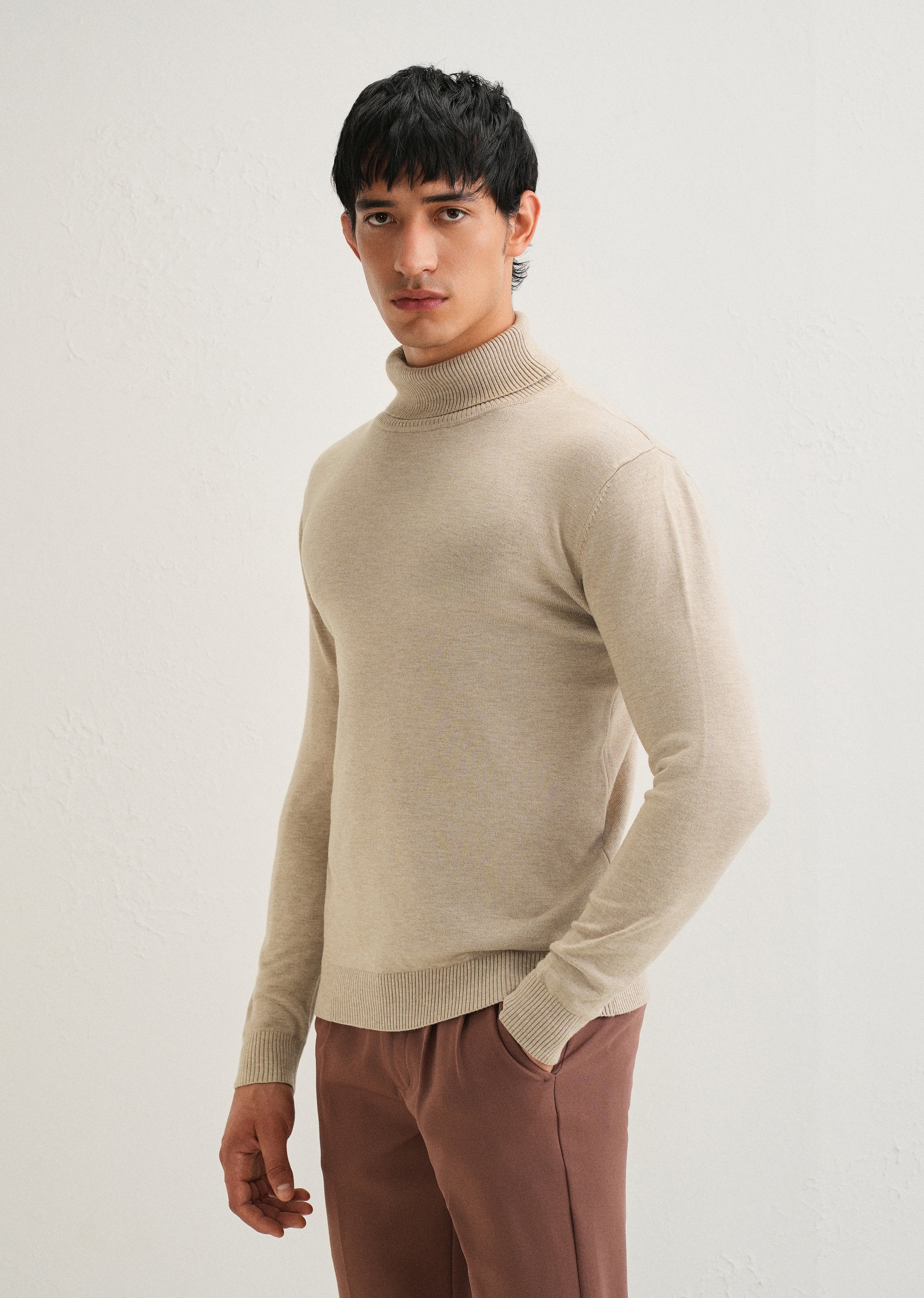 Beige Turtle-Neck Sweater - Image 3