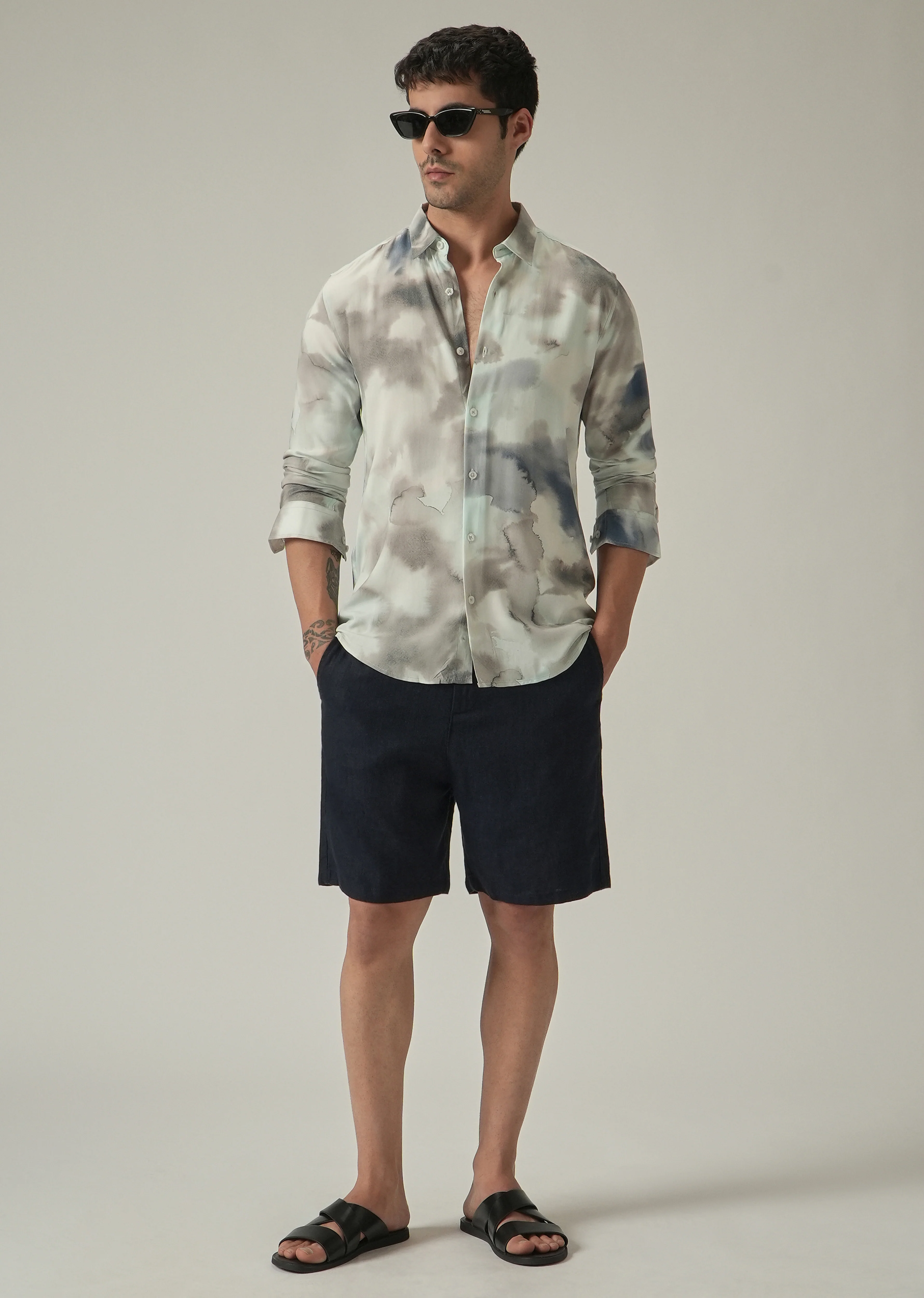 Beige Wash Print Shirt - Image 6