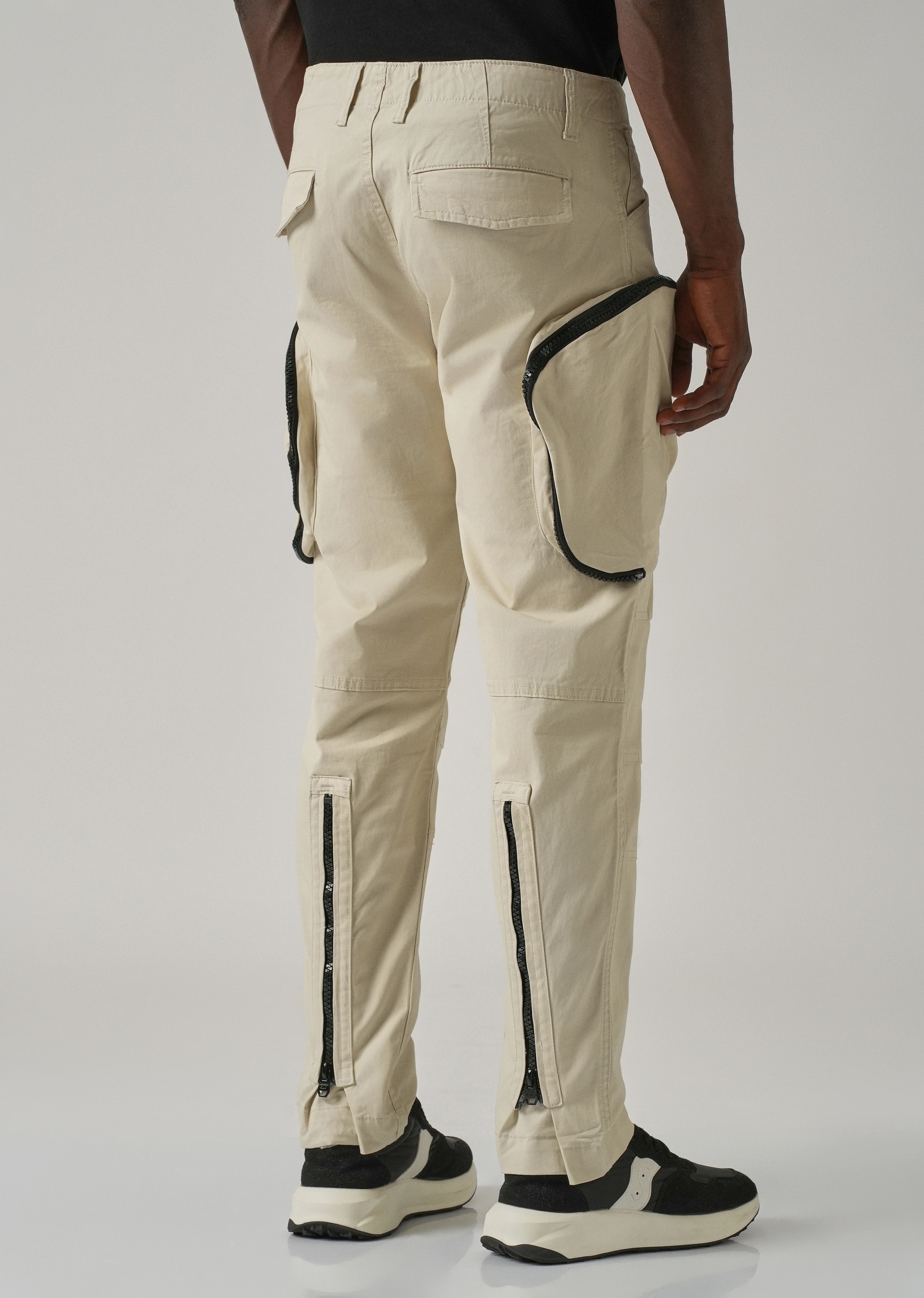 Beige Zipper Cargo Pant - Image 2