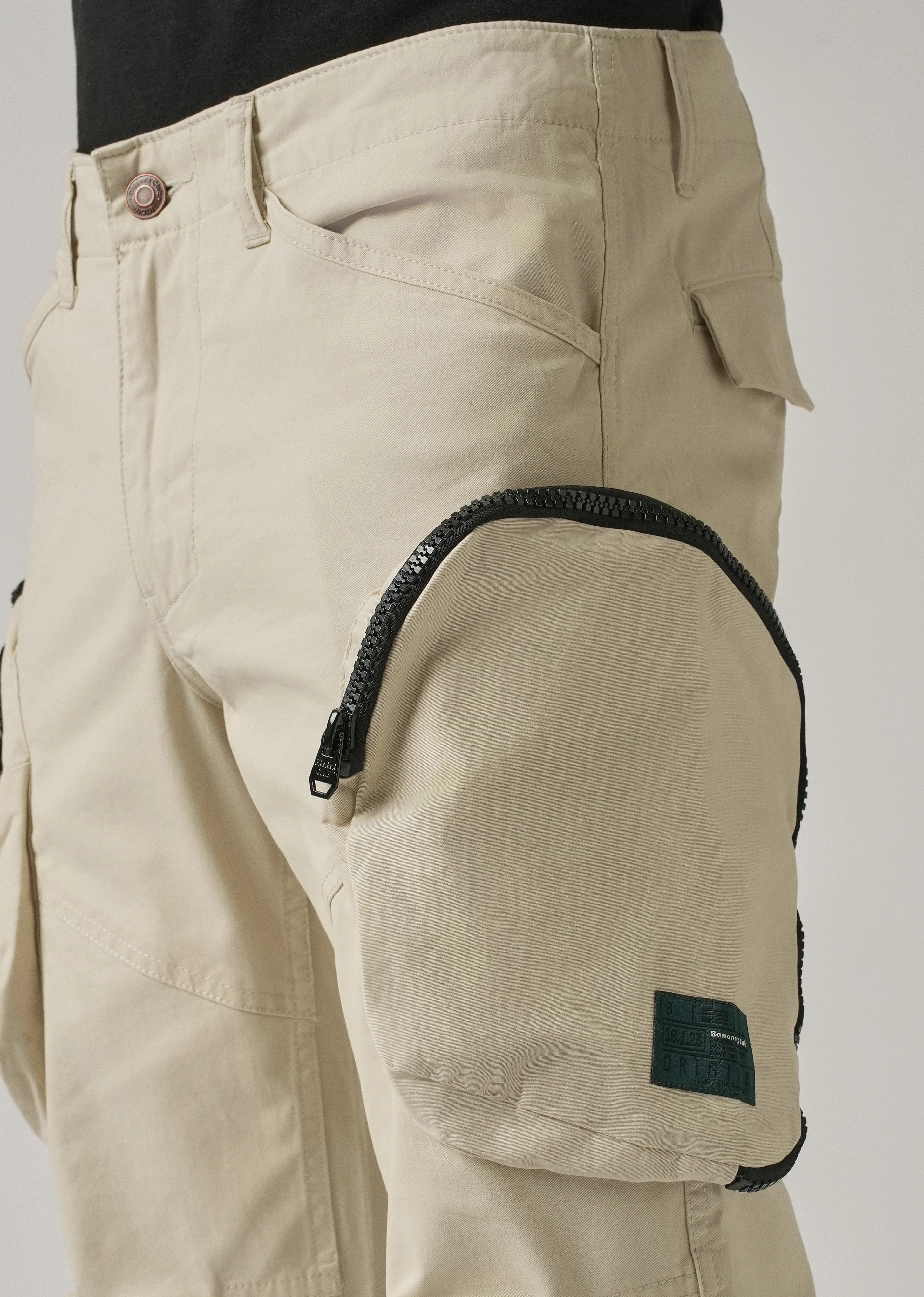 Beige Zipper Cargo Pant - Image 6