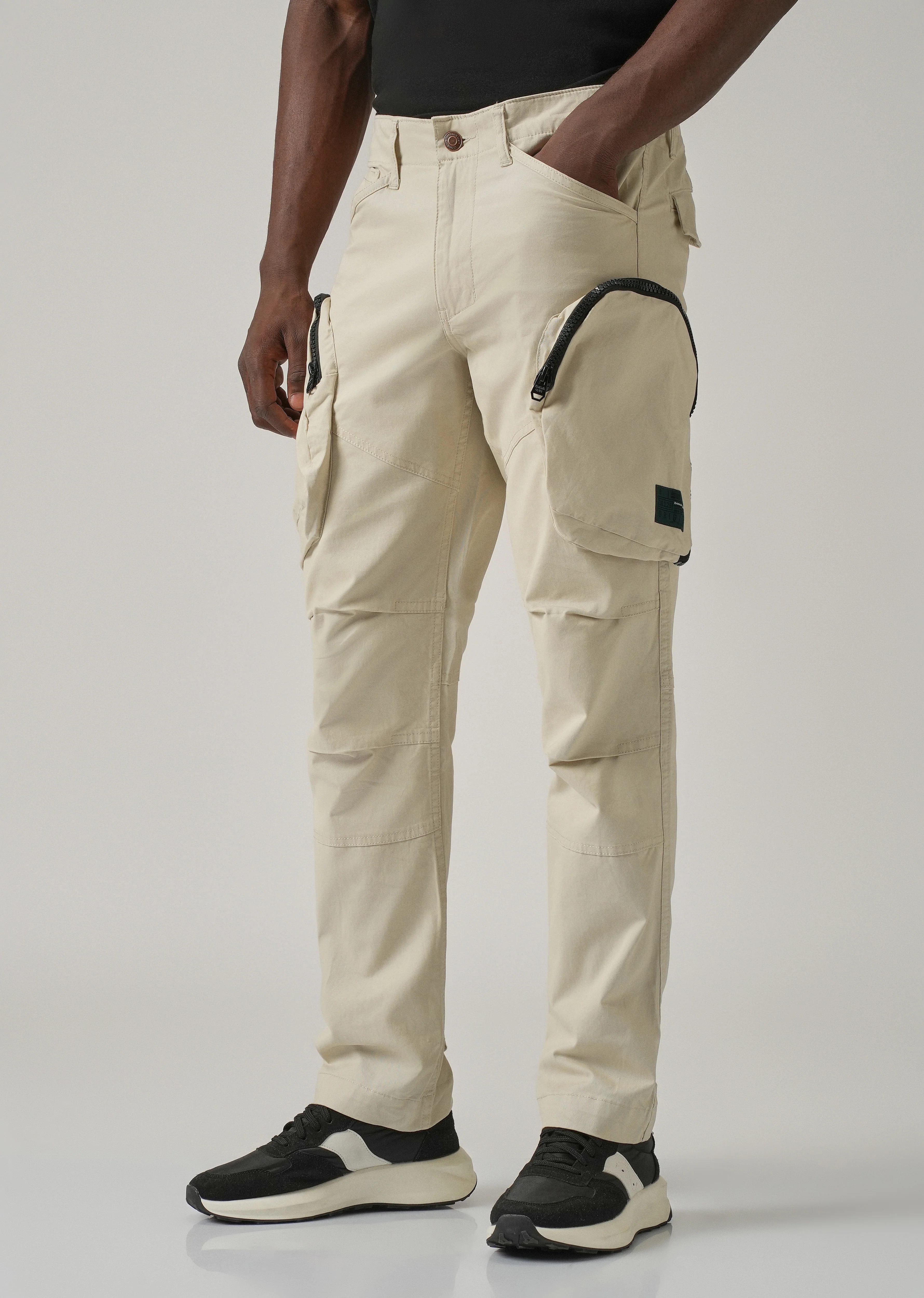 Beige Zipper Cargo Pant - Image 8