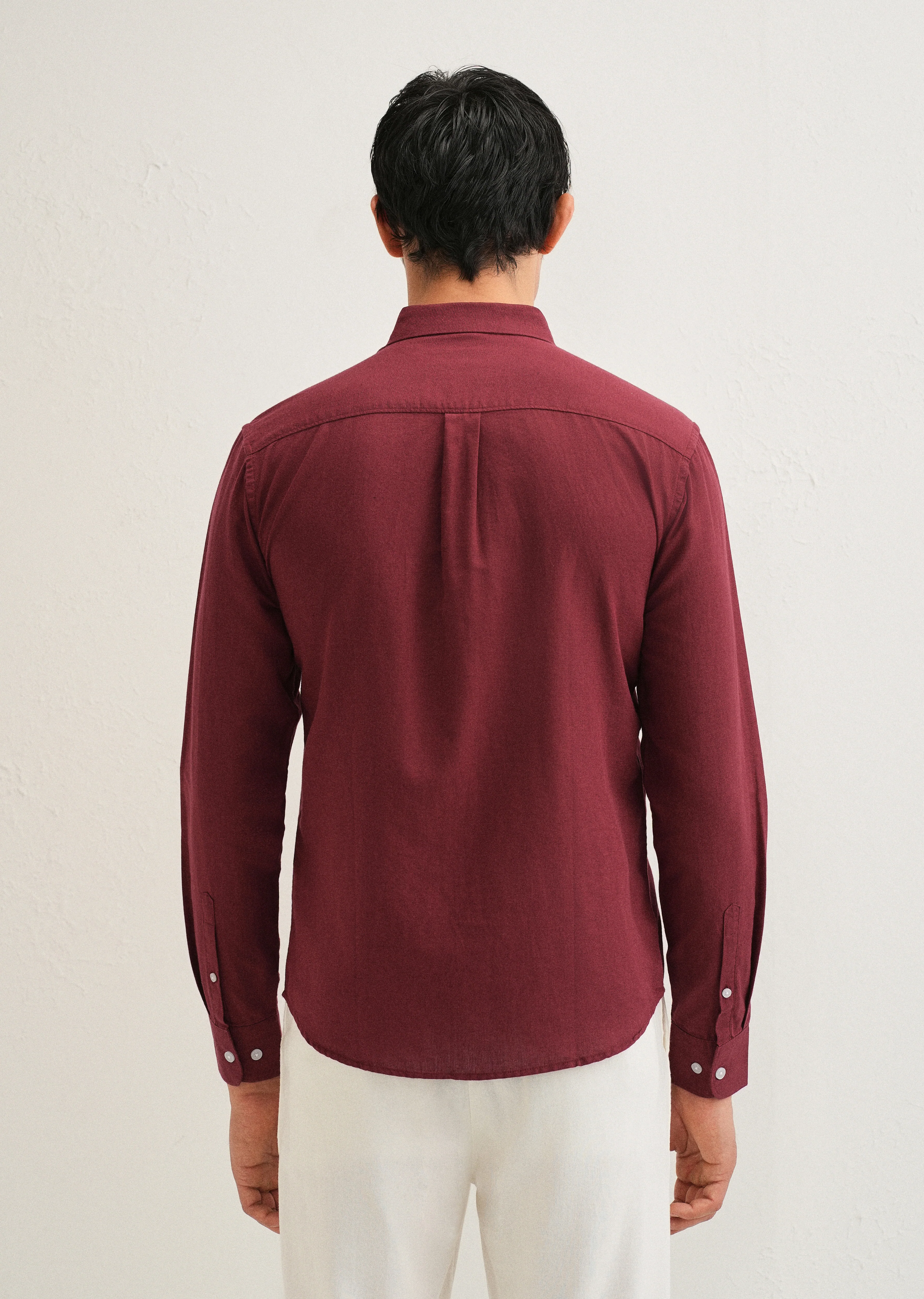 Berry Red Cotton Linen Shirt - Image 2