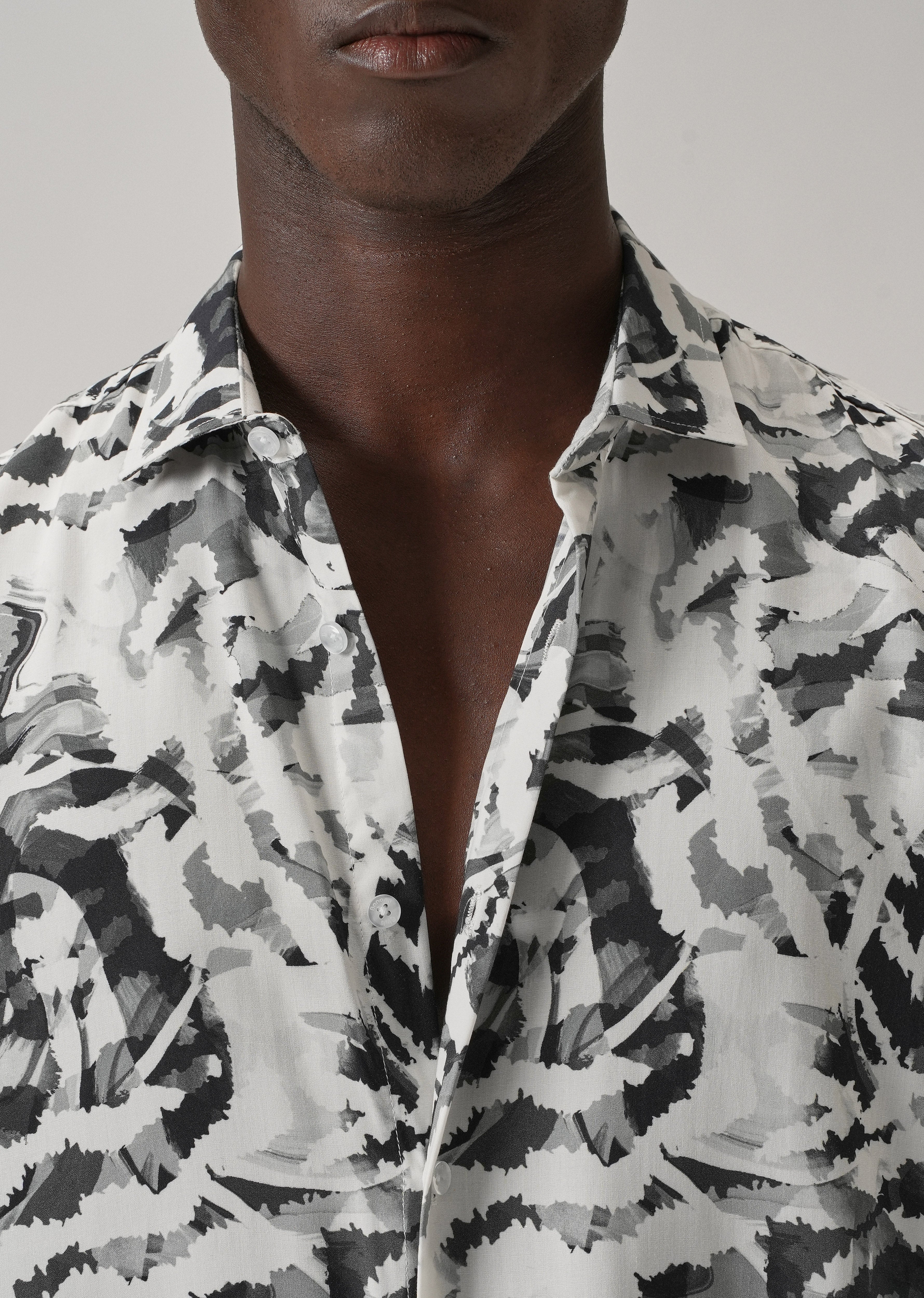 Black Abstract Camo Printed Shirt - Image 5
