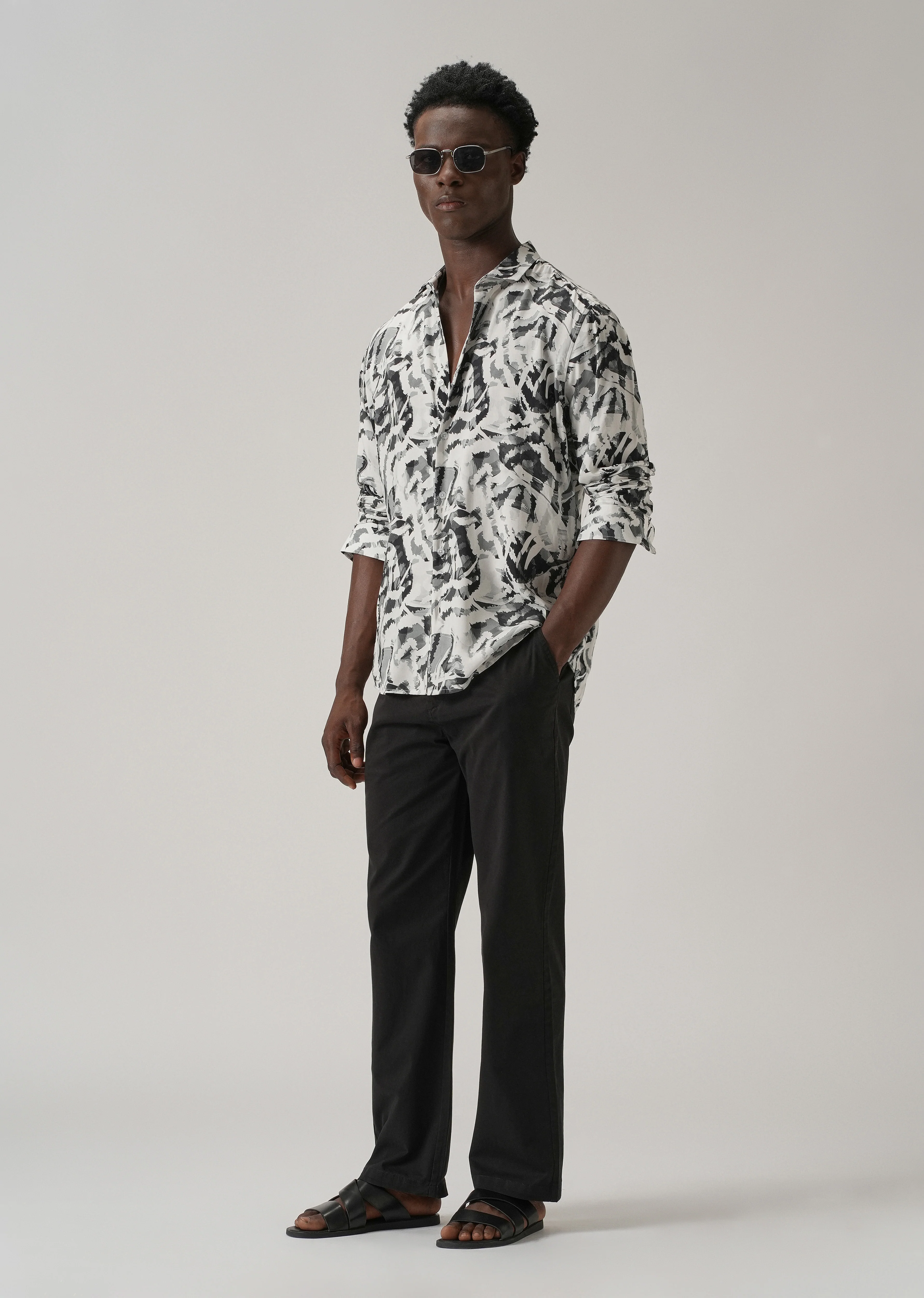 Black Abstract Camo Printed Shirt - Image 6