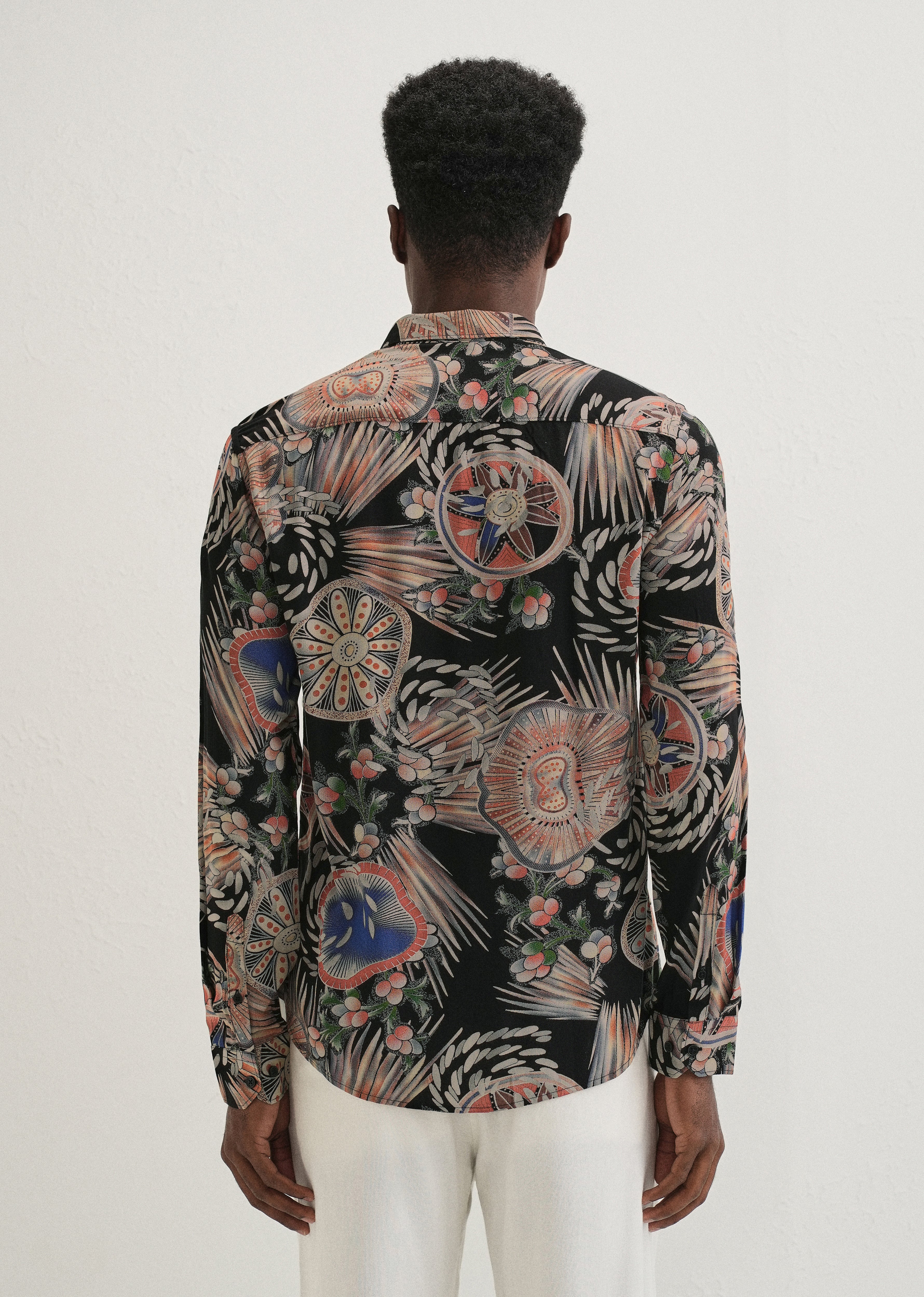 Black Abstract Feather Shirt - Image 3