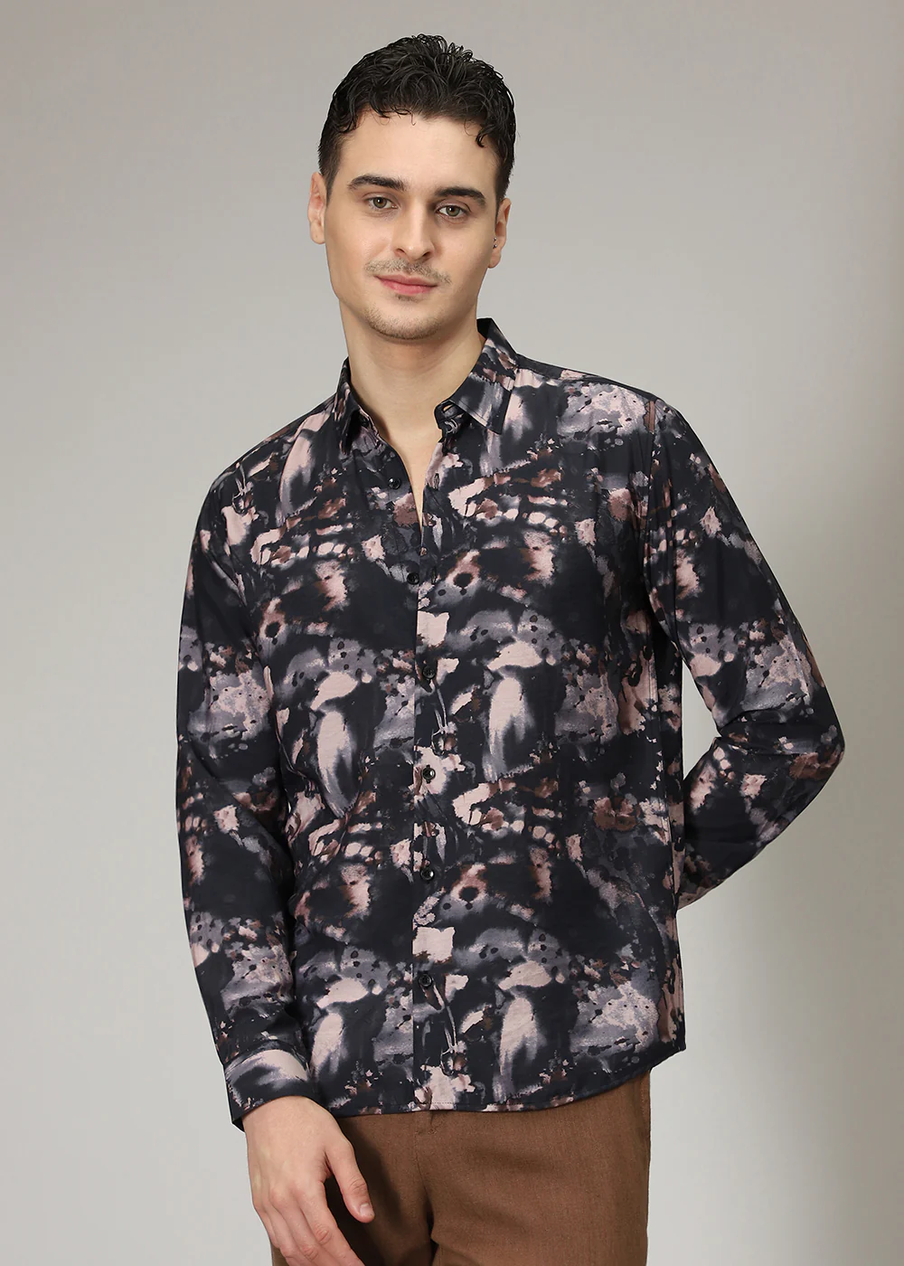 Black Abstract Print Shirt - Image 3