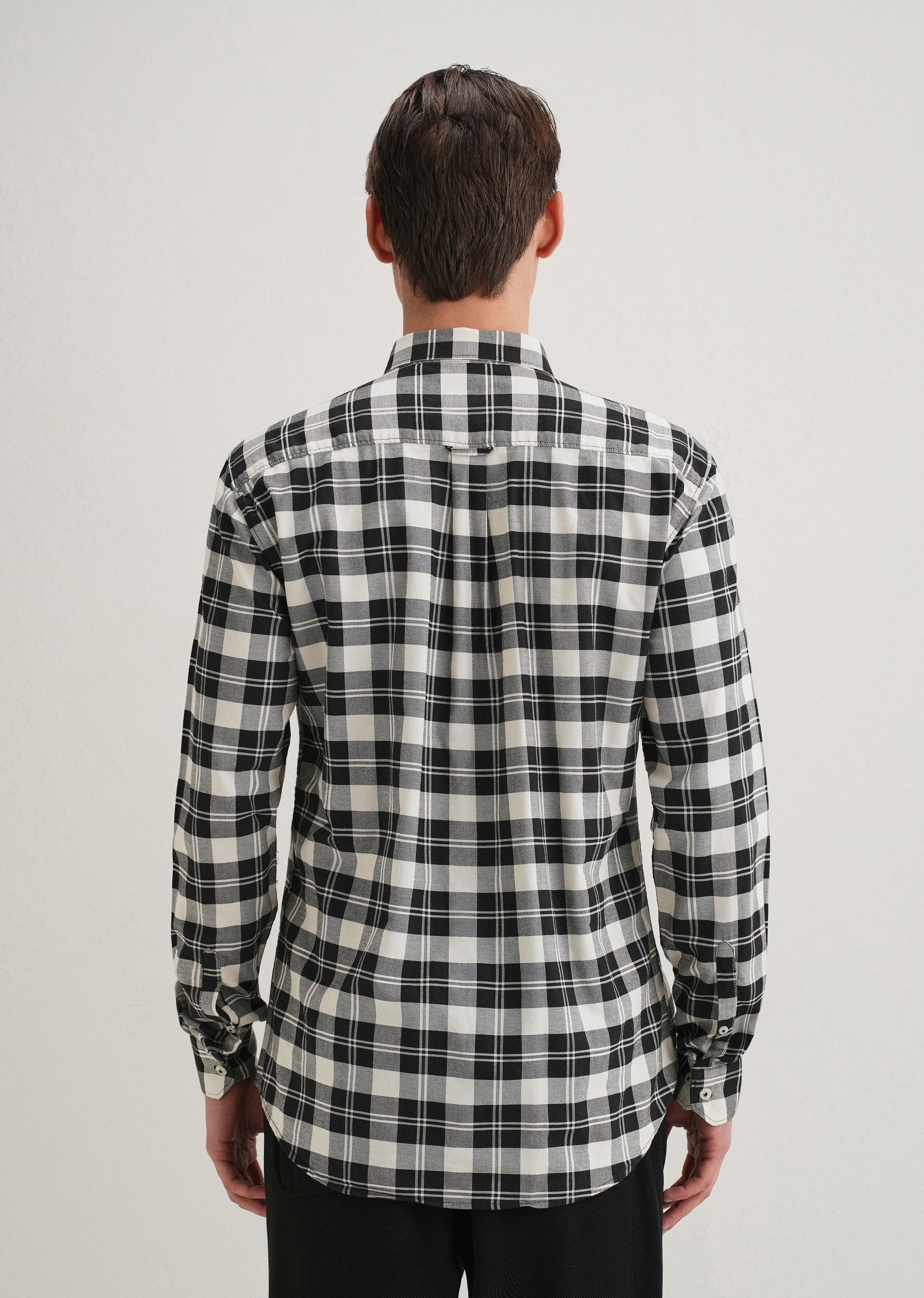 Black and White Plaid Check Shirt - Image 3