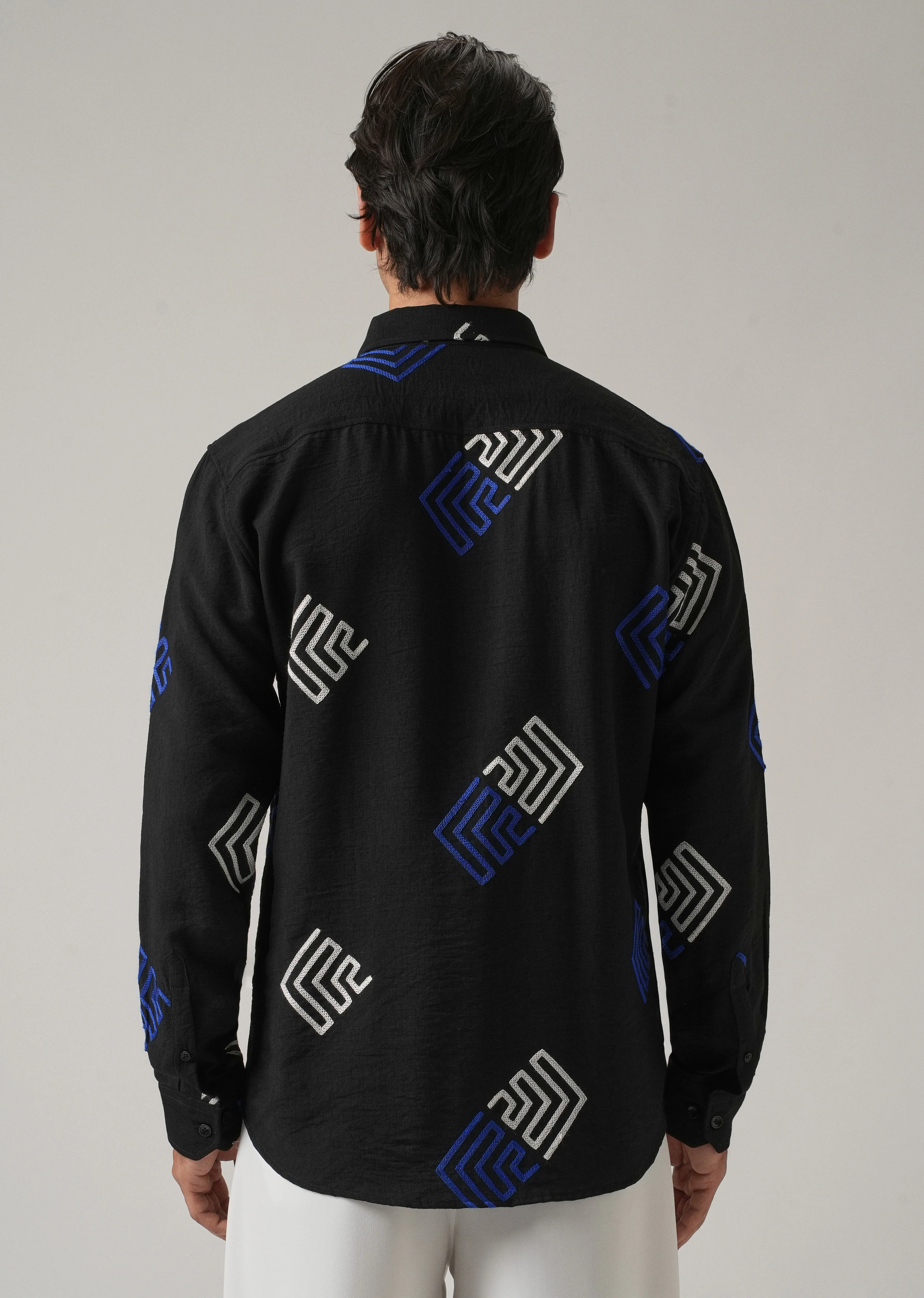 Black Angular Embroidery Shirt - Image 2