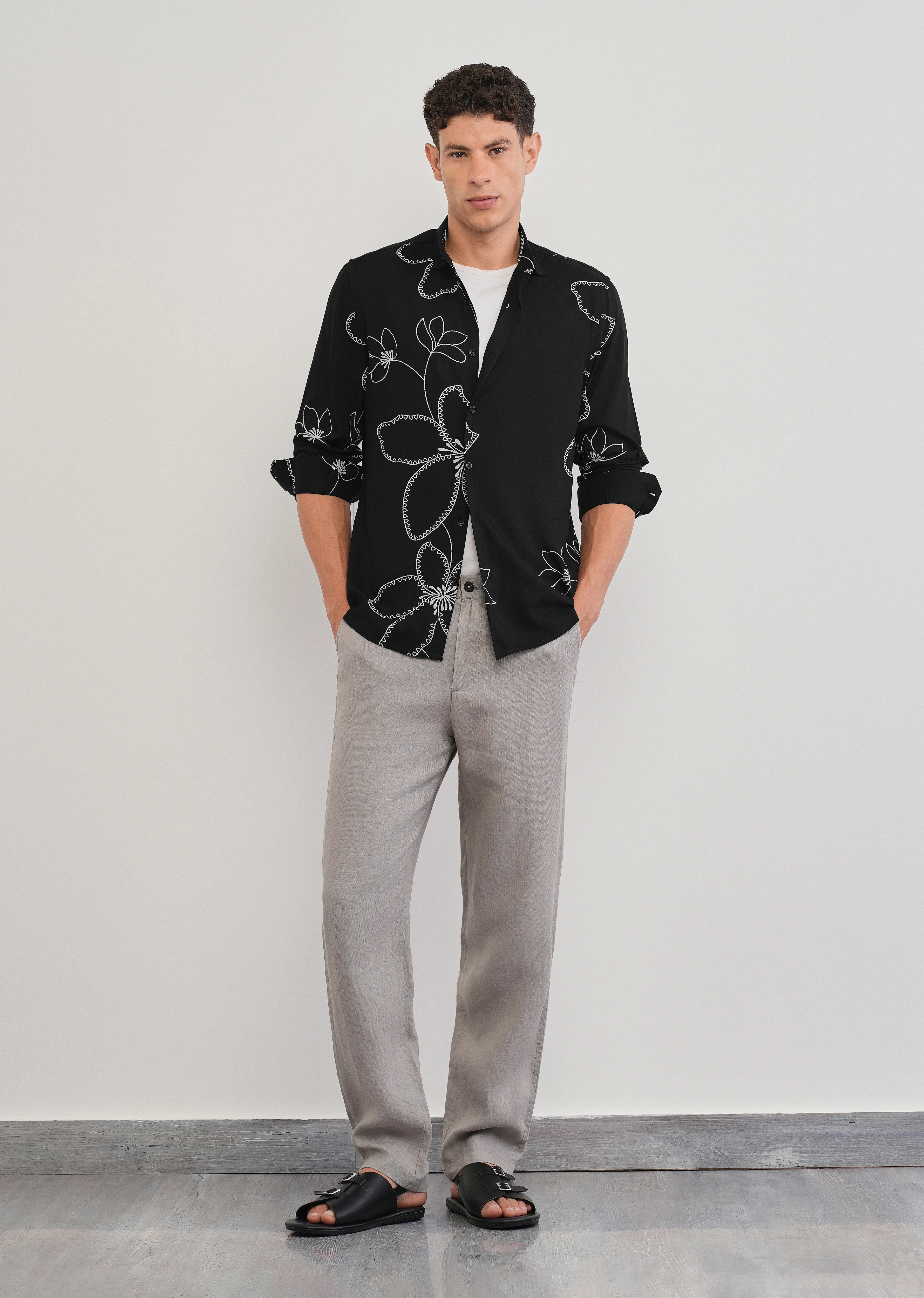 Black Artistic Floral Printed Shirt - Image 6