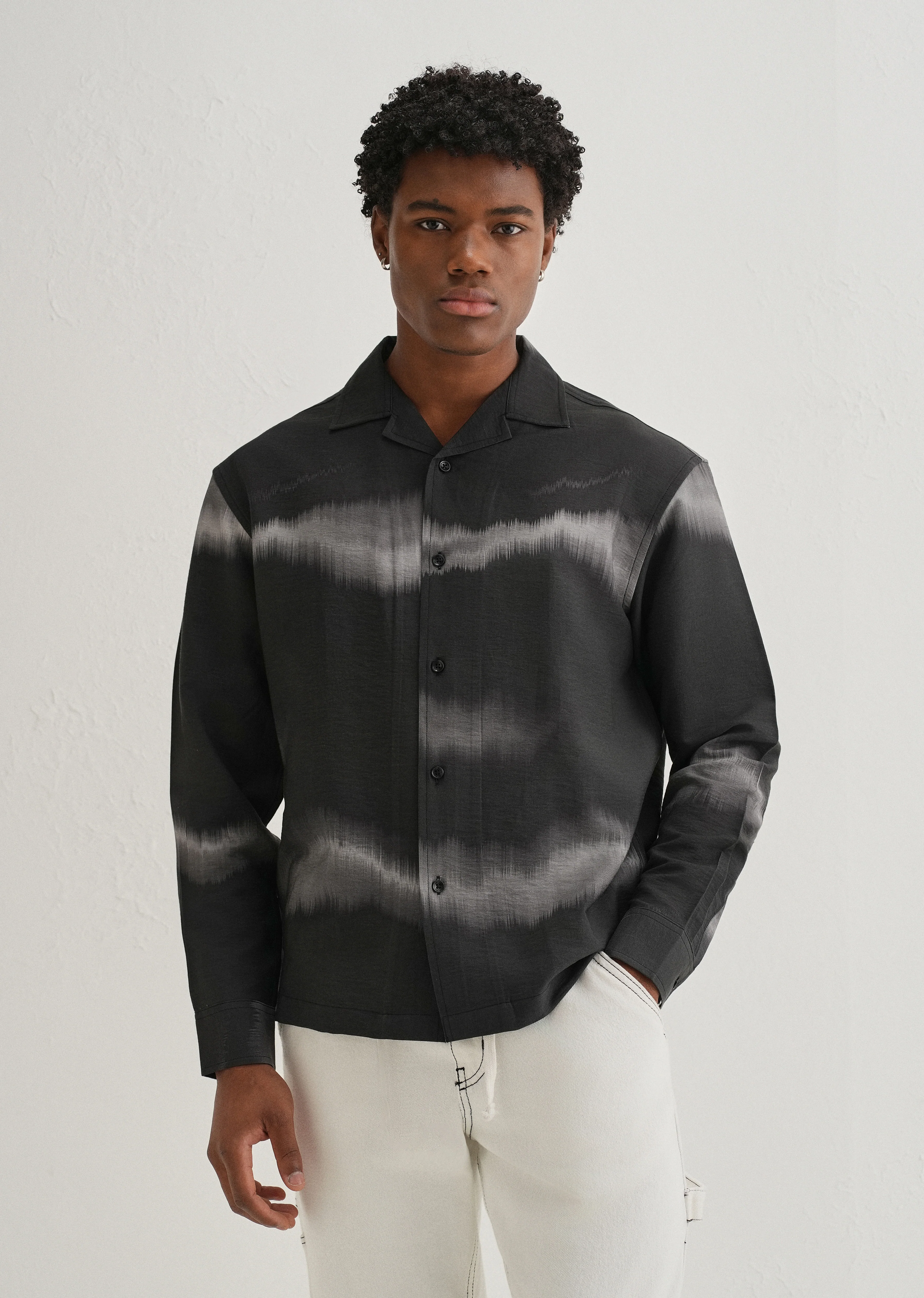 Black Ash Wave Printed Shirt - Image 3