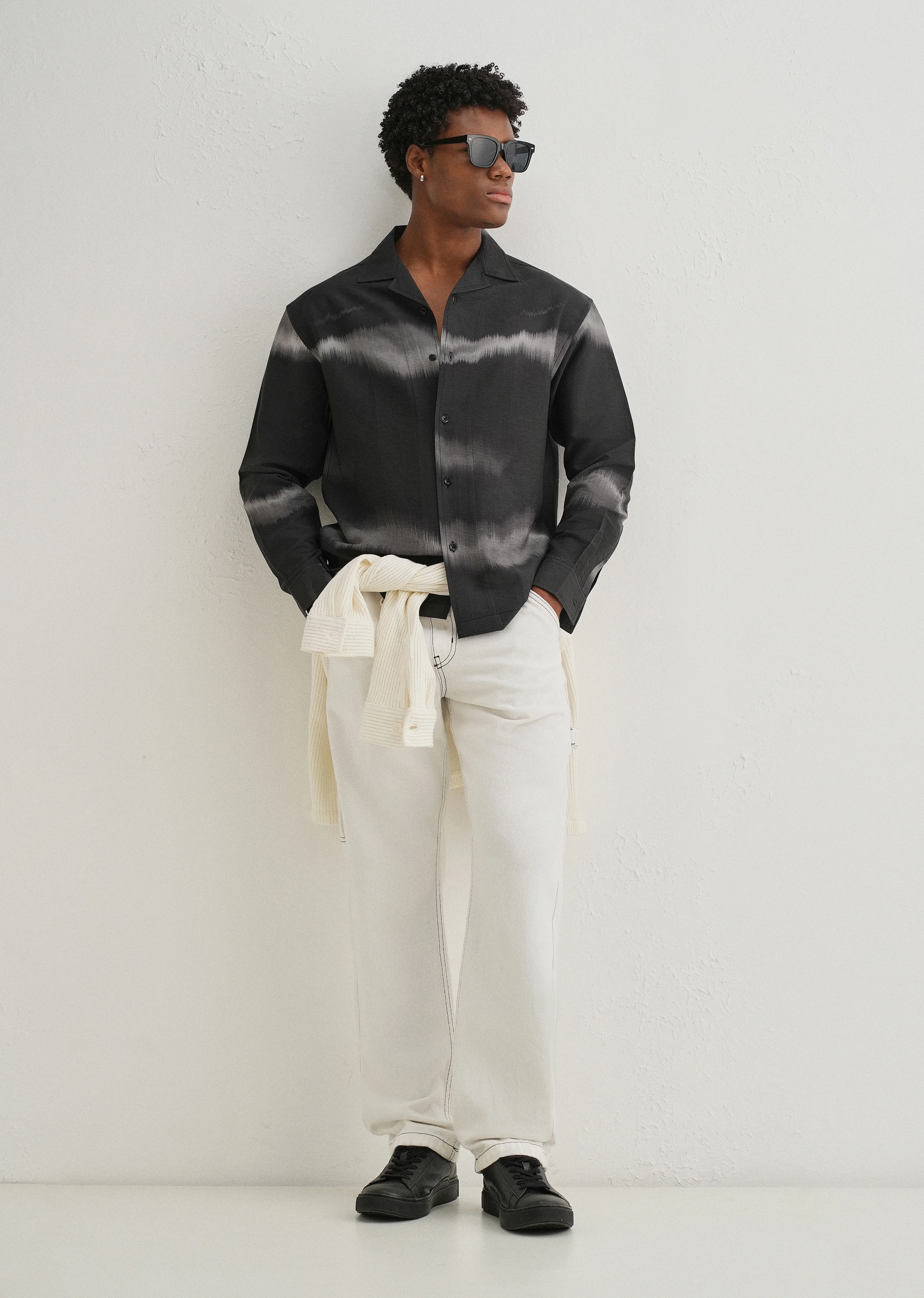 Black Ash Wave Printed Shirt - Image 6